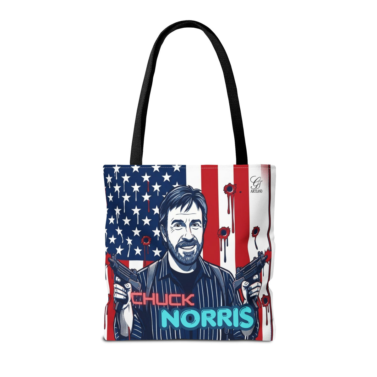 Patriotic Action Designer Edition Hero Tote Bag — 'Chuck Norris' Graphic by GT Artland
