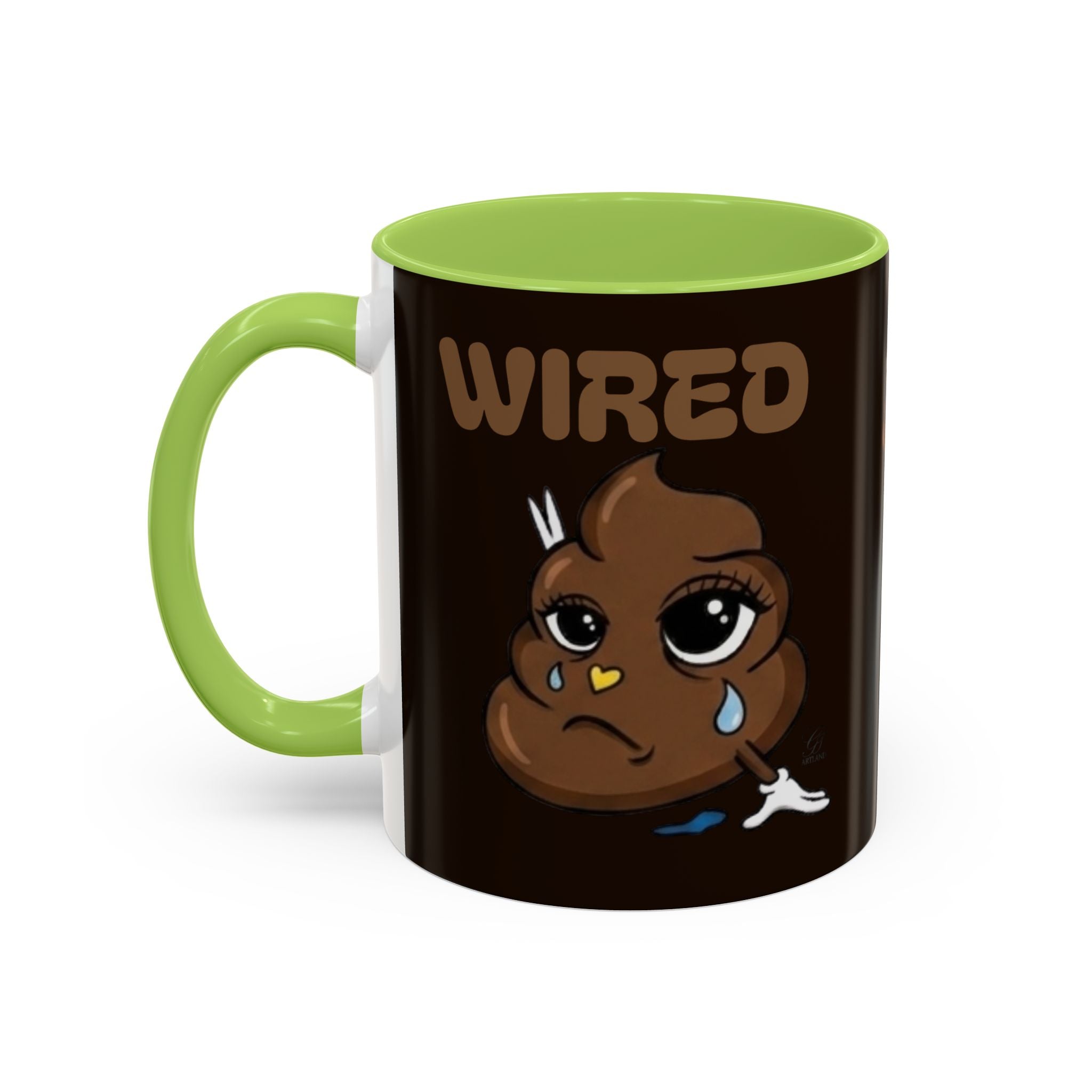 Coffee Mug - "Wired" Cute Poop Emoticon Design (11/15 oz) by GT Artland