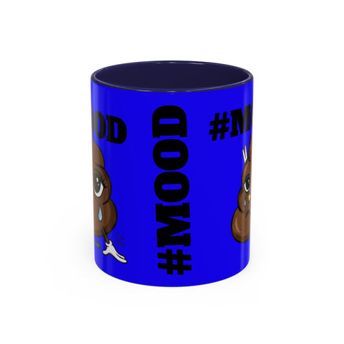 #MOOD Poop Emoji Retro Blue Accent Coffee Mug – Funny Blue 11/15oz Gift by GT Artland