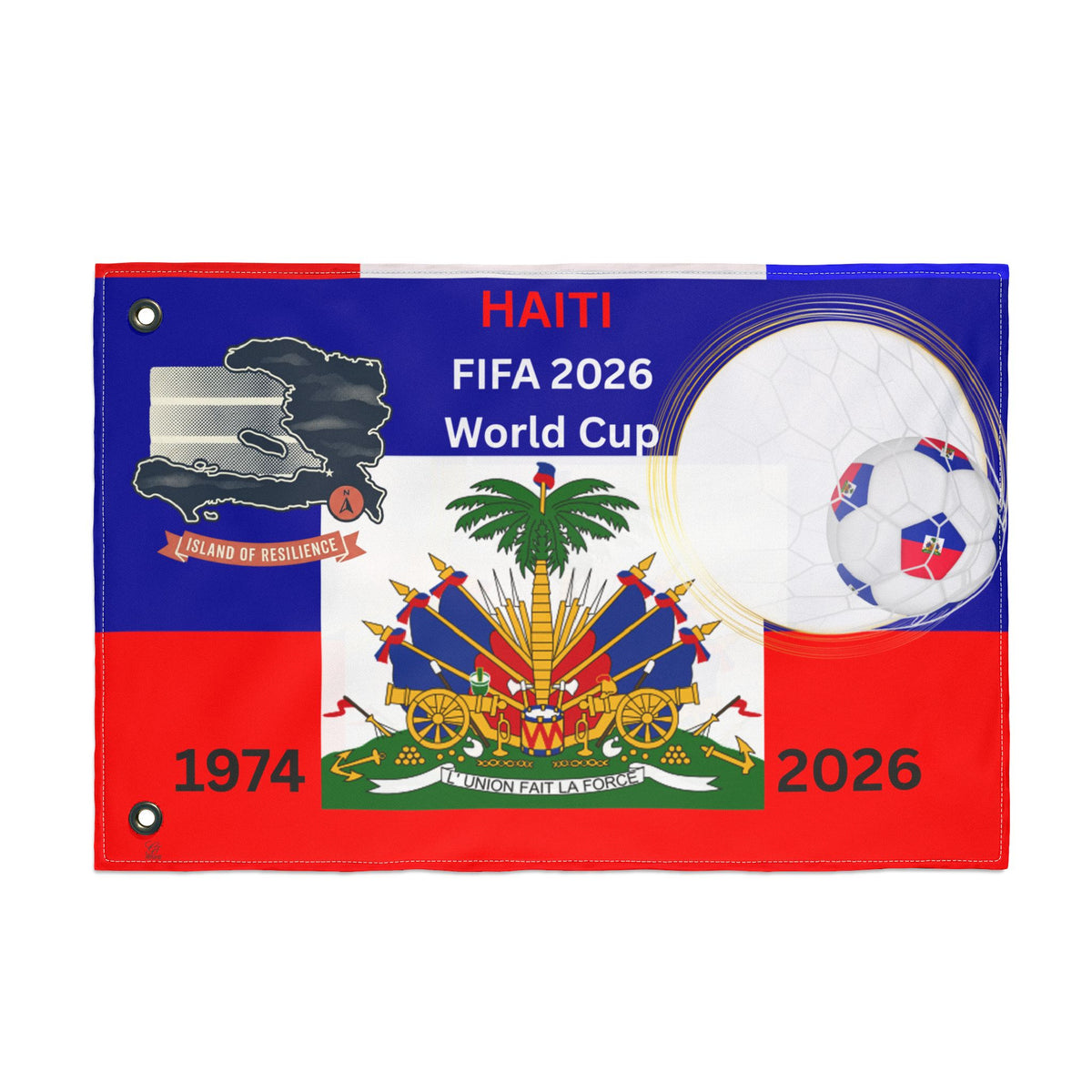 2026 World Cup Haitian Double Sided Football Flag | Soccer Flag