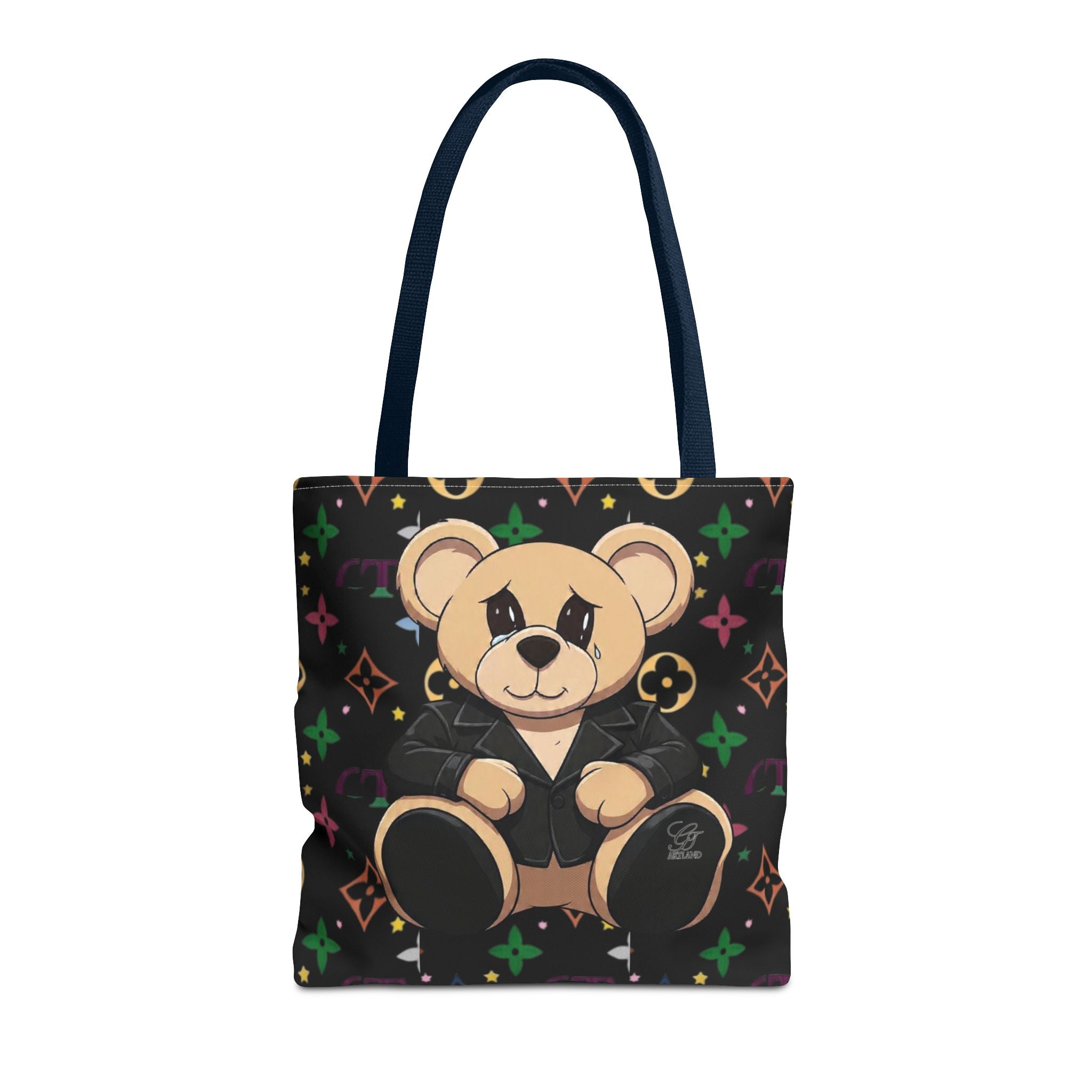 Elite Black Urban Designer Teddy Bear Monogram Tote Bag by GT Artland