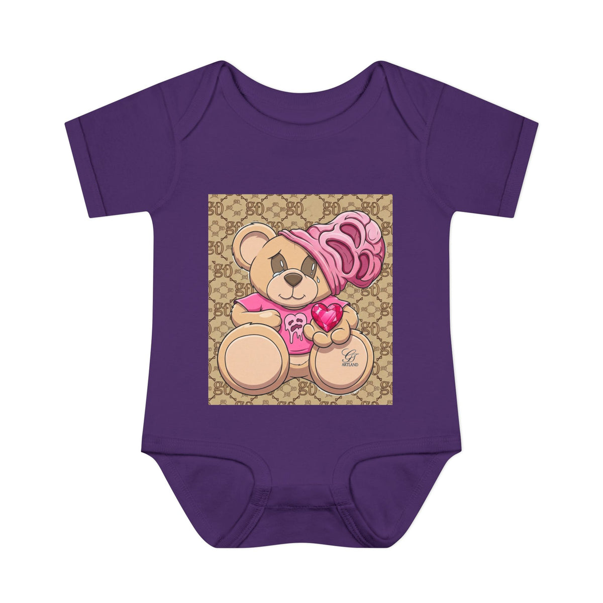 Pink Heart Teddy Bear Infant Bodysuit by GT Artland