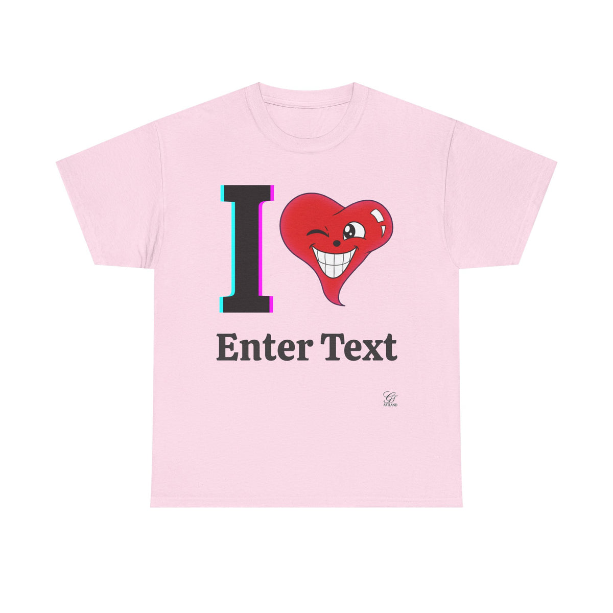 I LOVE Unisex Heavy Cotton Tee Shirt - Personalised T-Shirt