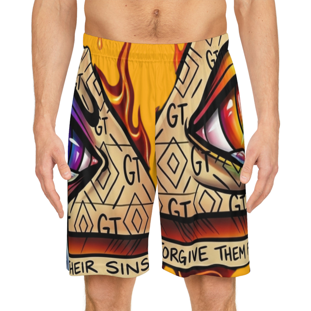 Psychedelic Eyes Pattern Basketball Shorts | Print by GT Artland