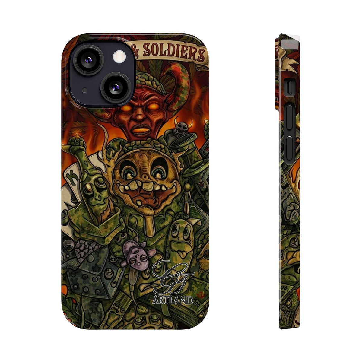 Devils Army Illustration Slim Phone Case | Horror Soldier Art by GT Artland