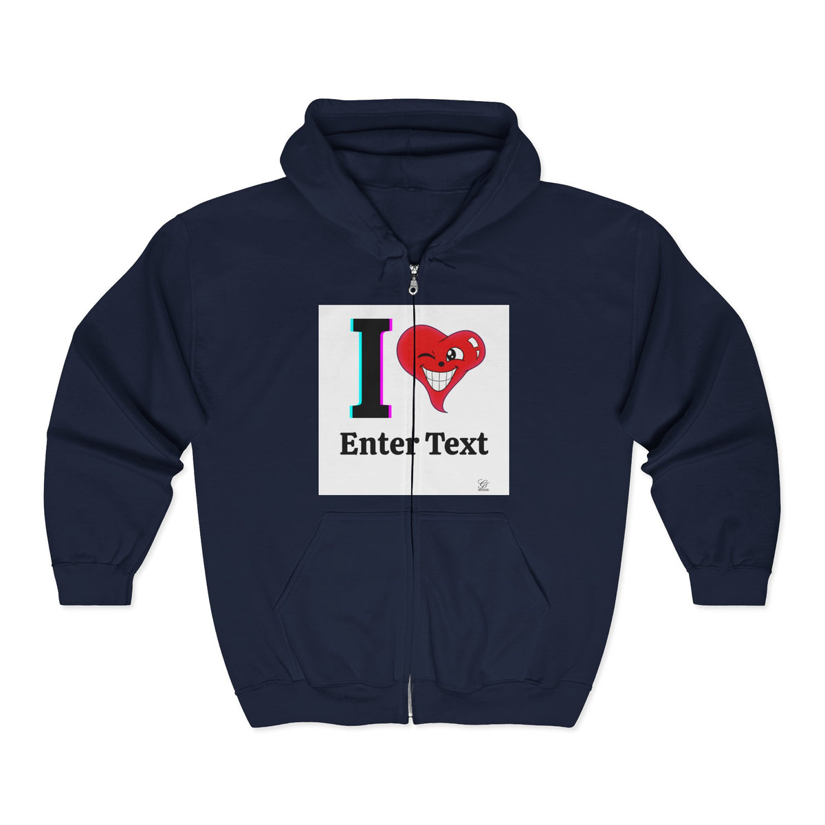 Unisex I LOVE Heavy Blend Full Zip Hooded Sweatshirt Hoodie | Full Zip Sweatshirt
