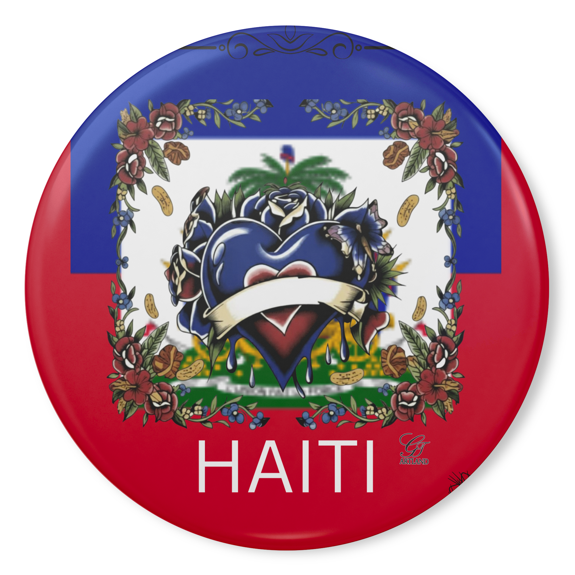 Haitian Pride Designer Button Pin by GT Artland