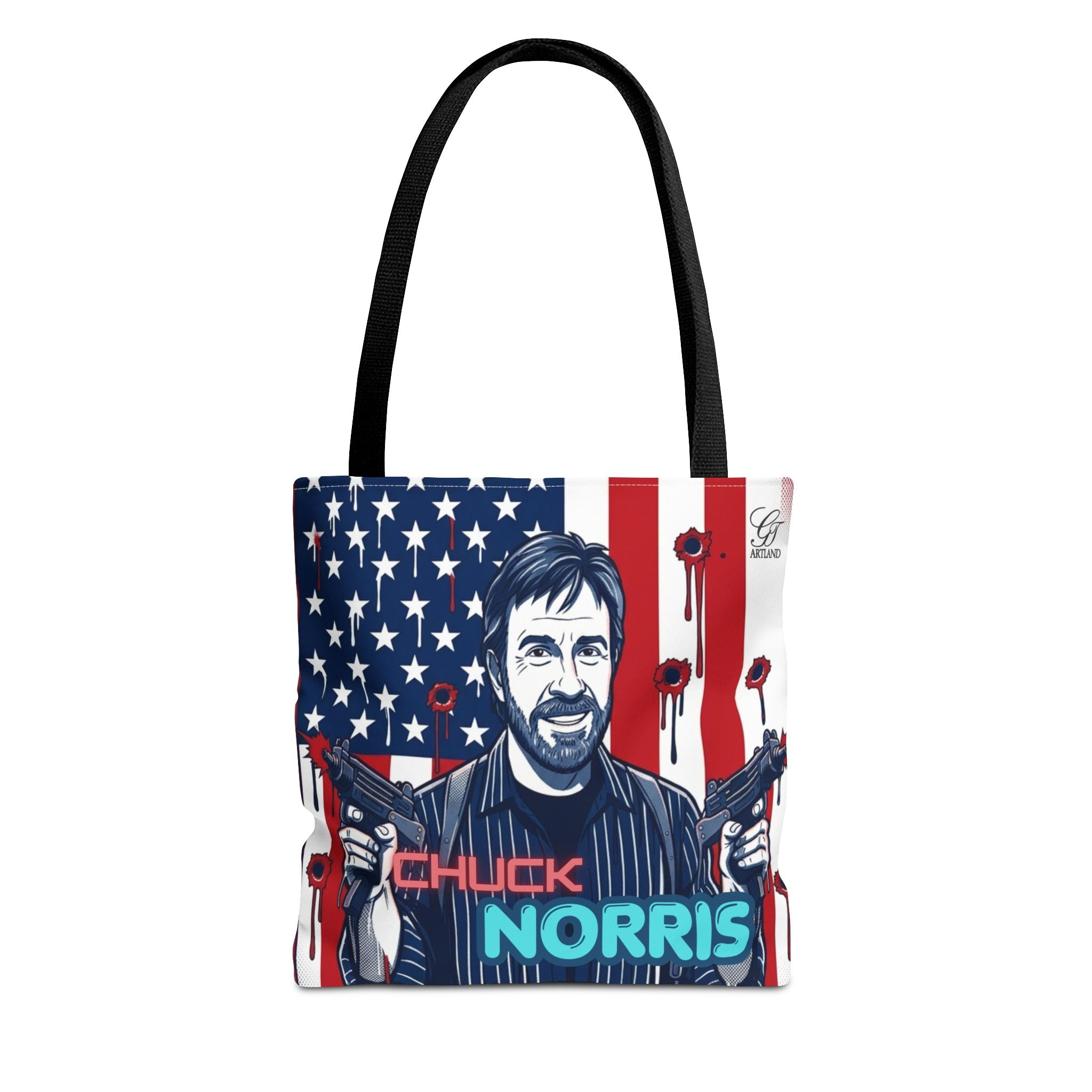 Patriotic Action Designer Edition Hero Tote Bag — 'Chuck Norris' Graphic by GT Artland