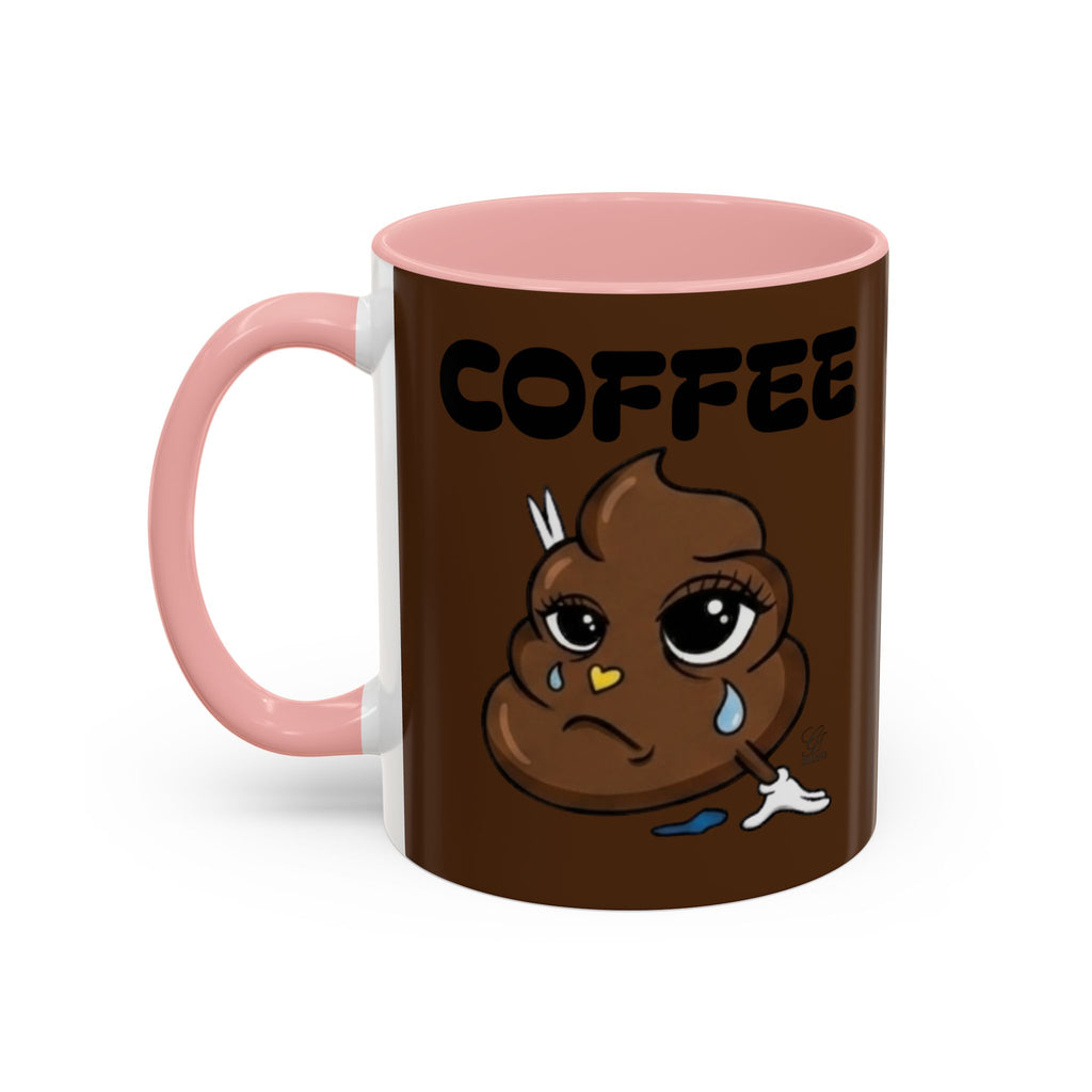 Coffee Mug — Cute Crying Poop Emoji 'COFFEE' Accent Ceramic Mug (11/15 oz) by GT Artland