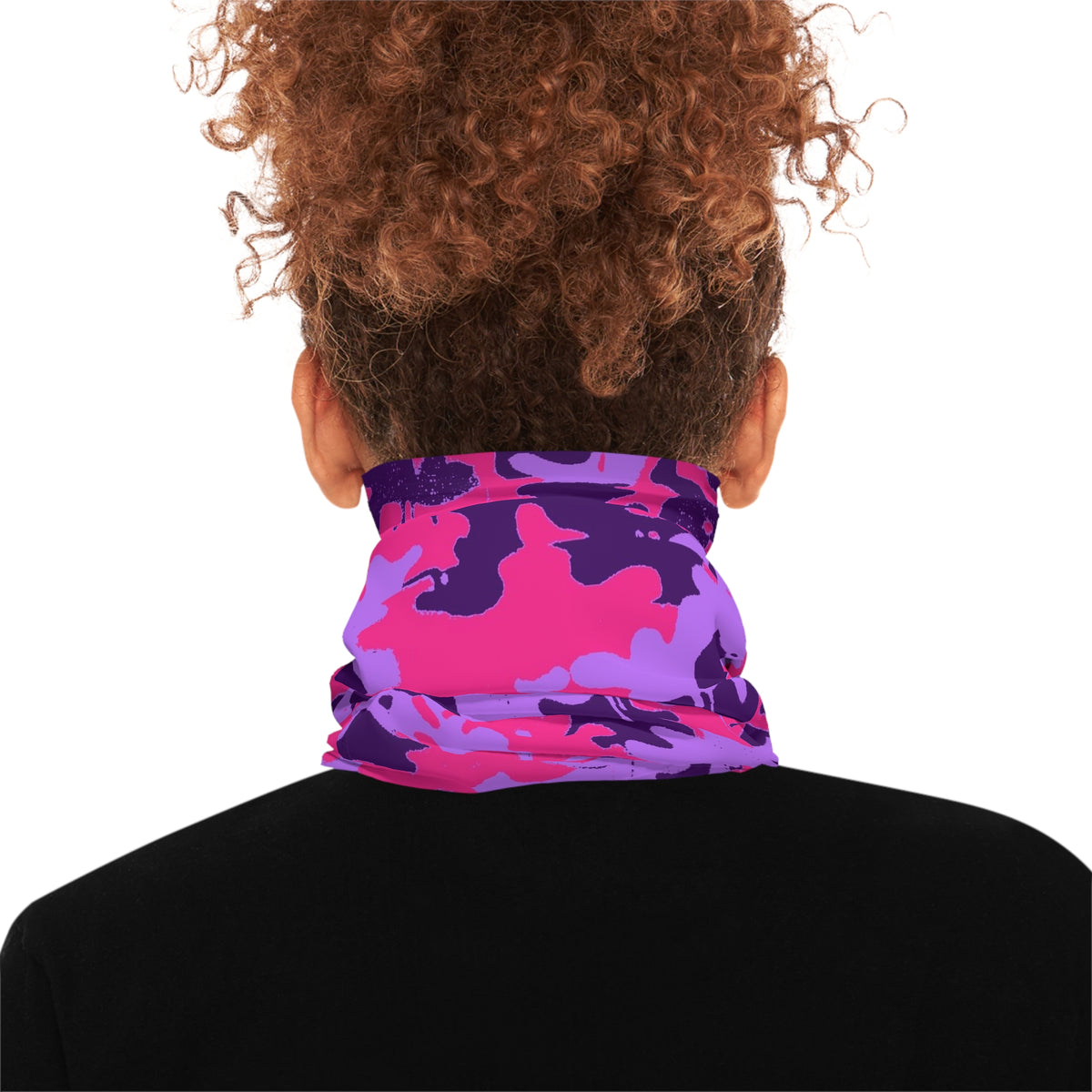 Pink Purple Designer Flex Camo Neck Gaiter — Midweight Fashion Face Mask by GT Artland