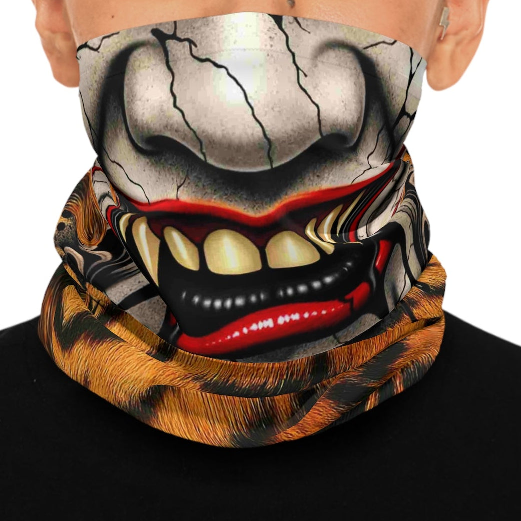 Creepy Clown Mouth with Tiger Fur Neck Gaiter | Horror Costume Face Covering by GT Artland