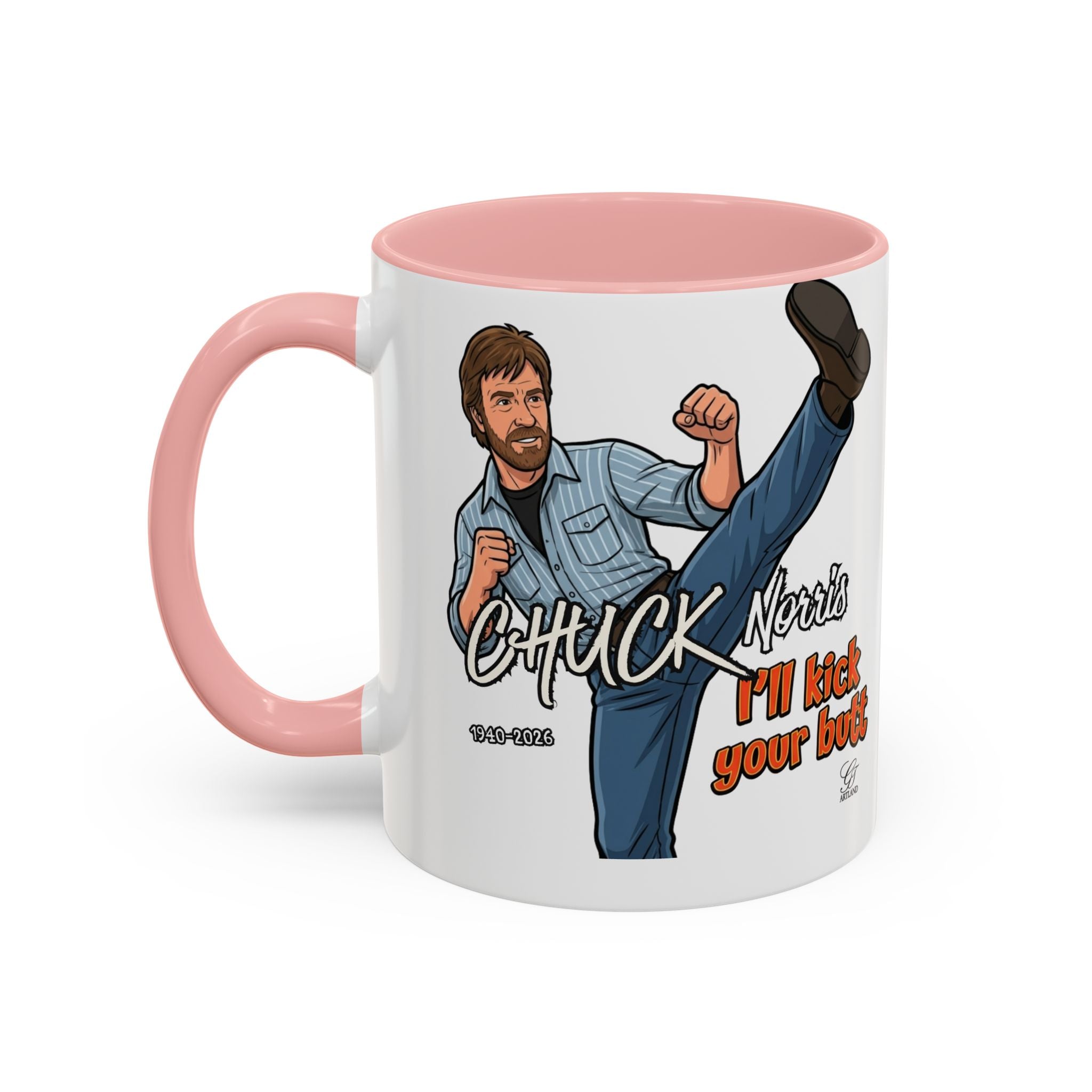 Martial Arts Chuck Norris Kick Butt Humor Character Mug | Accent Coffee Mug by GT Artland