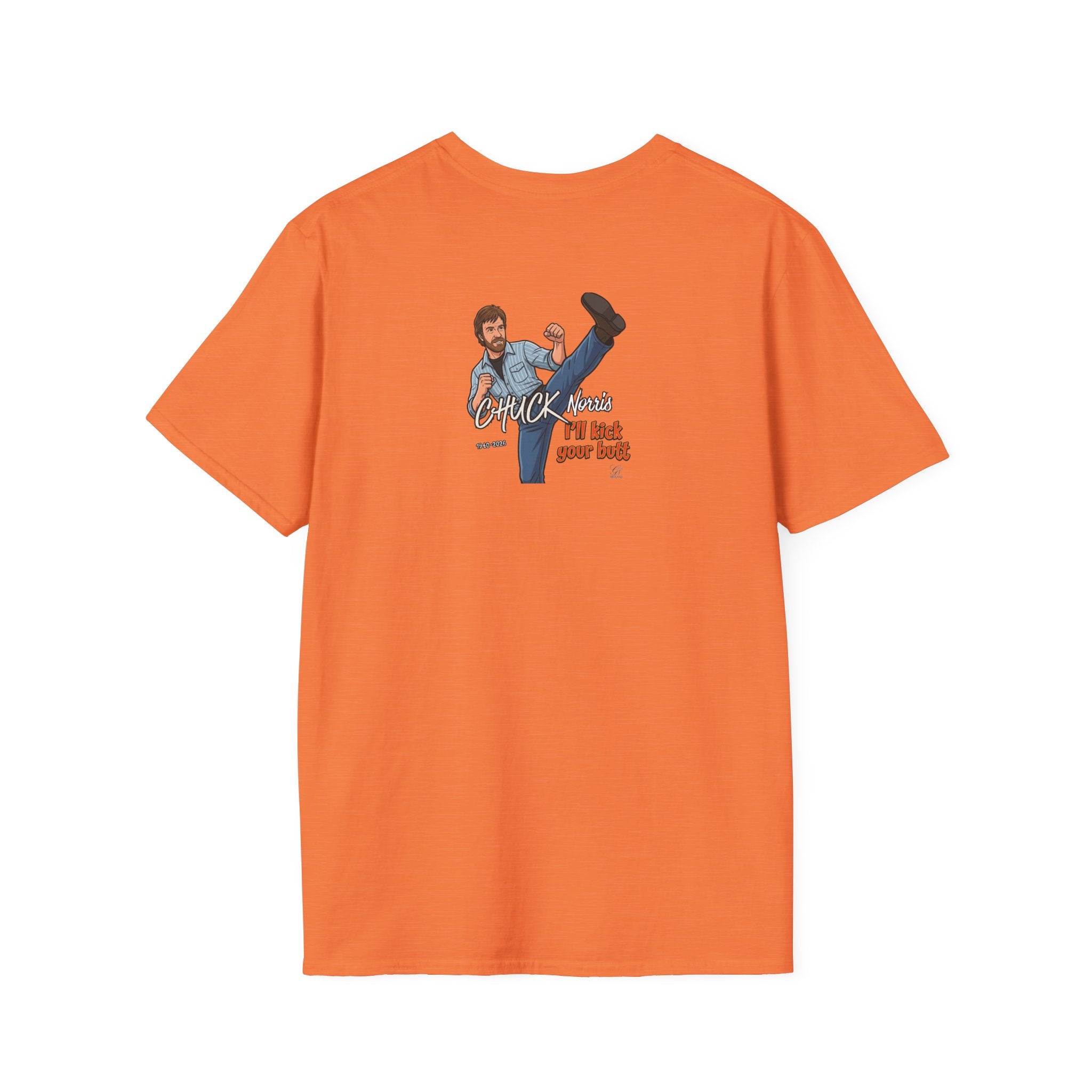 Chuck Norris Kick Illustration T-Shirt | I'll Kick Your Butt text by GT Artland