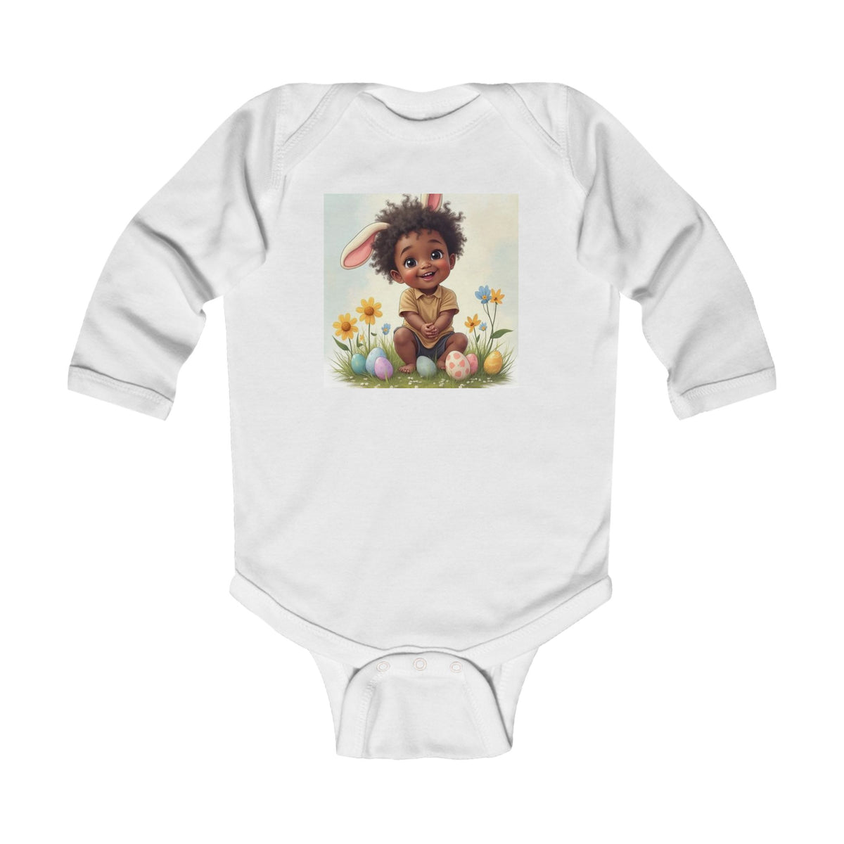 Cute African American Baby Easter Bunny Infant Bodysuit