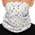 Colorful Monogram Pattern Neck Gaiter — Rainbow Logo Print Midweight Face Scarf by GT Artland