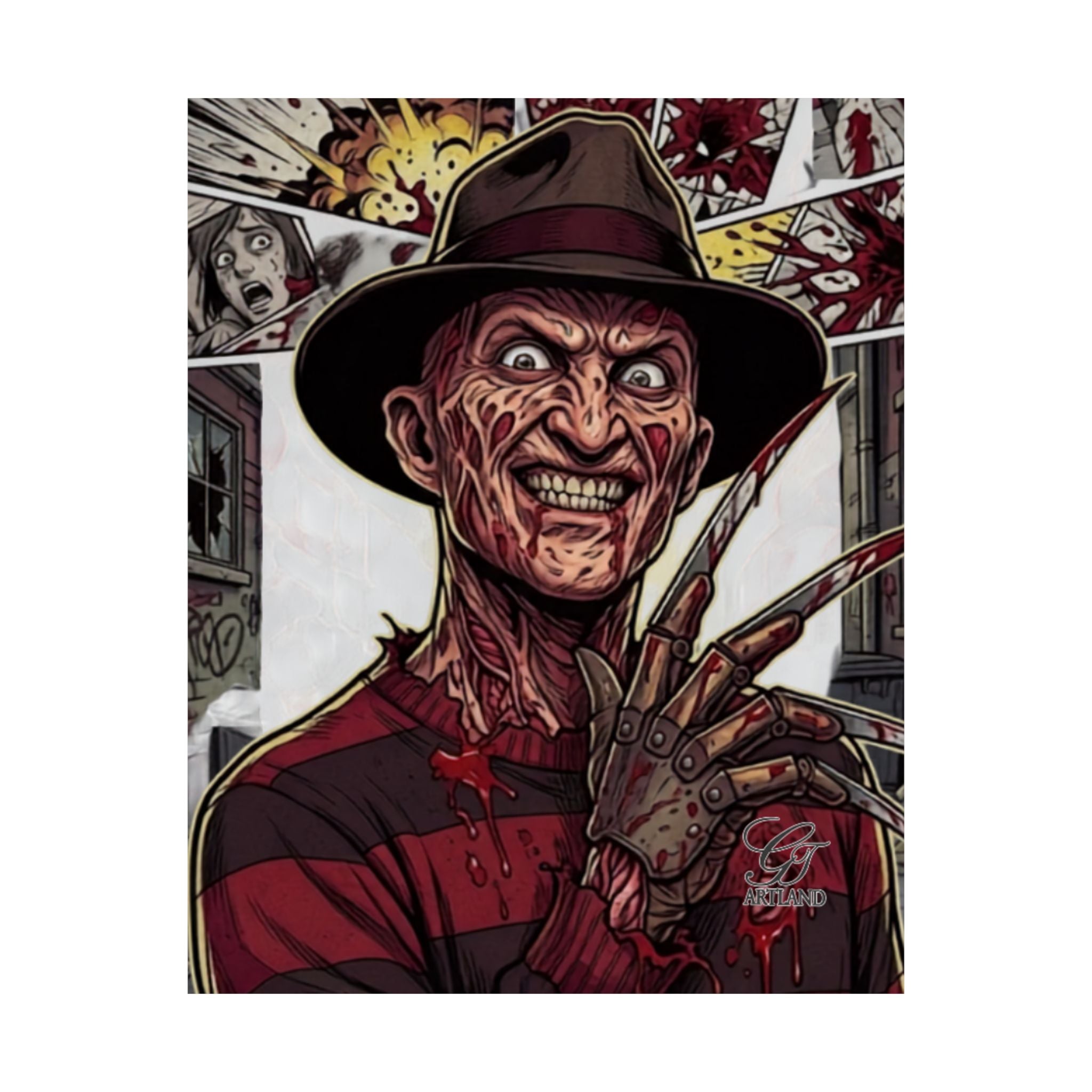 Elm Street Gangsta Horror  Airbrush Matte Vertical Posters by GT Artland