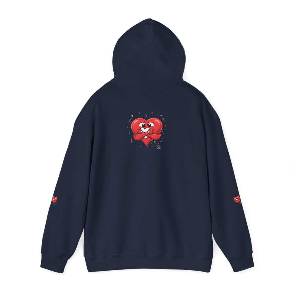 Graphic Heart Unisex Heavy Blend Hooded Sweatshirt | Red Heart Cartoon Sweatshirt