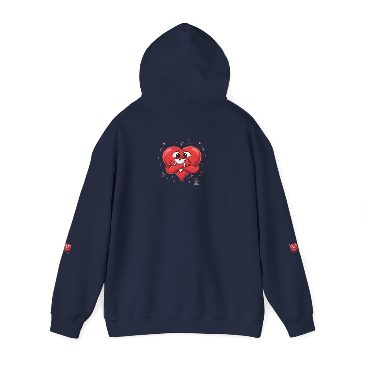 Graphic Heart Unisex Heavy Blend Hooded Sweatshirt | Red Heart Cartoon Sweatshirt