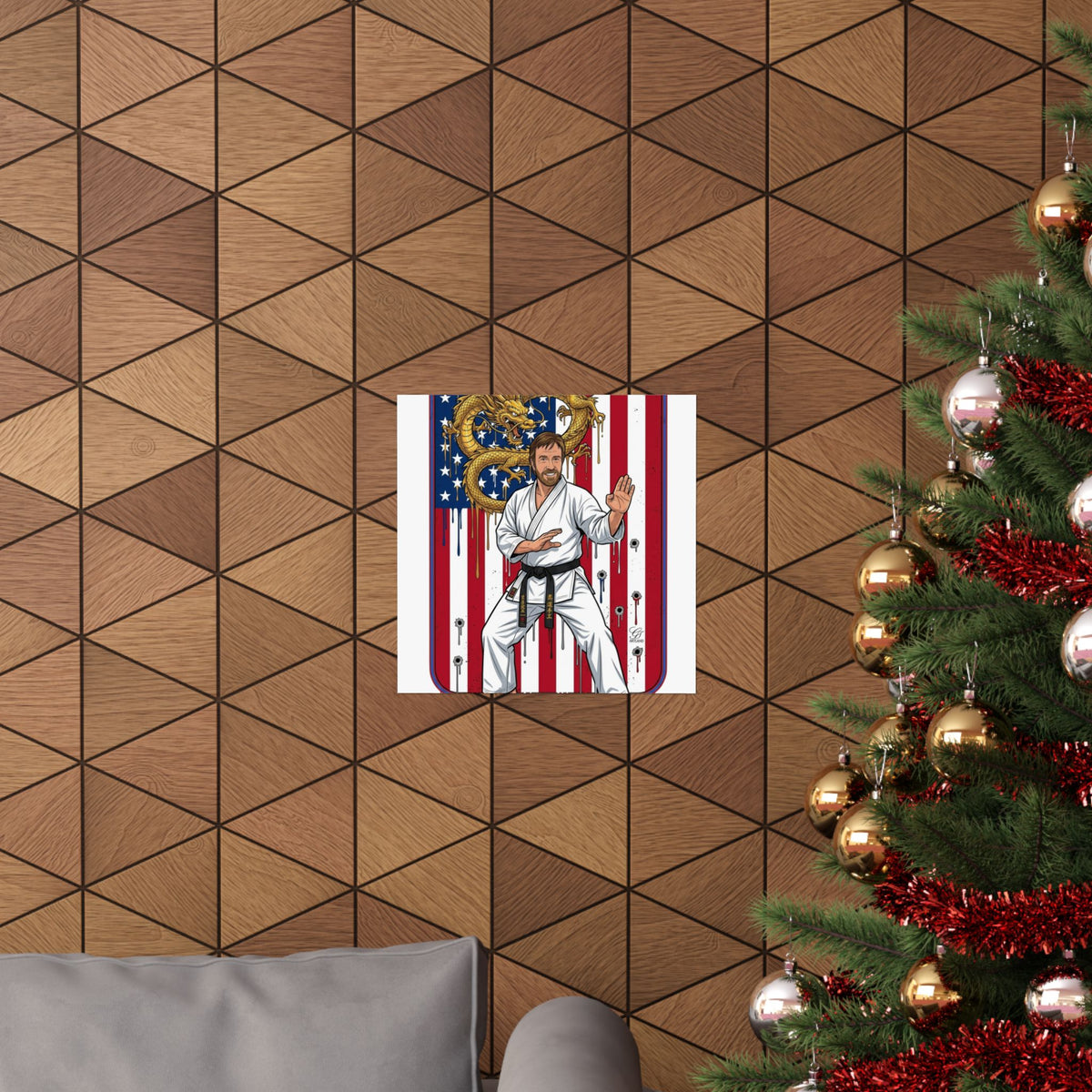American Flag Karate Chuck Norris Master Poster | Dragon Martial Arts Matte Vertical Print by GT Artland