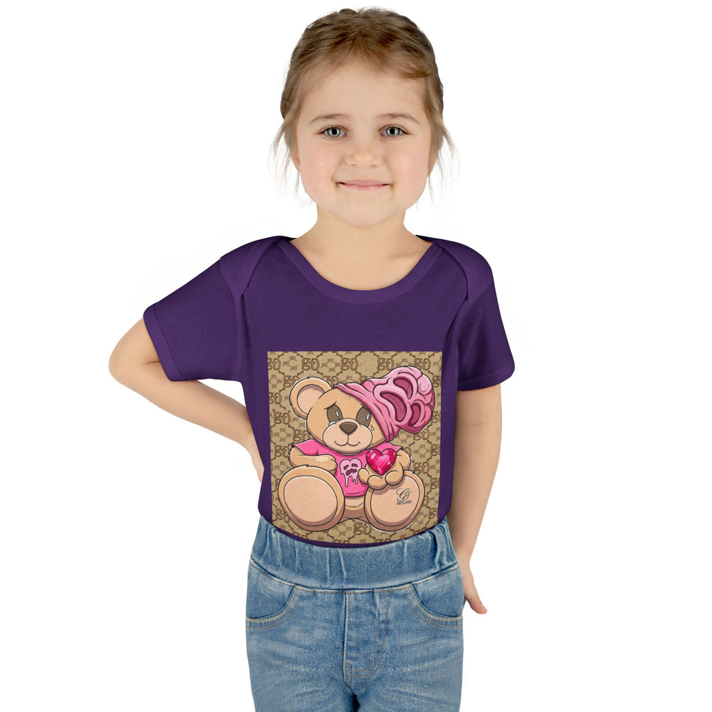 Pink Heart Teddy Bear Infant Bodysuit by GT Artland