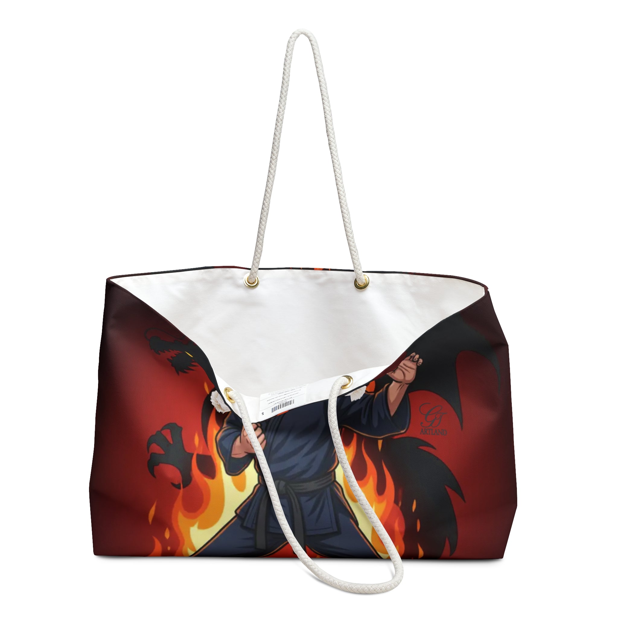 Norris Martial Artist Dragon Flames Weekender Bag | Karate Fighter Tote by GT Artland