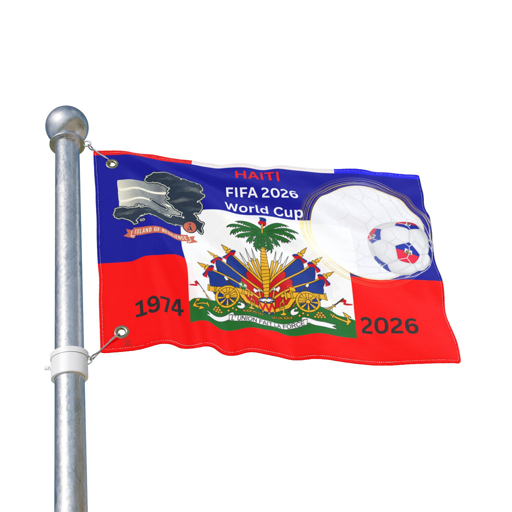 2026 World Cup Haitian Double Sided Football Flag | Soccer Flag