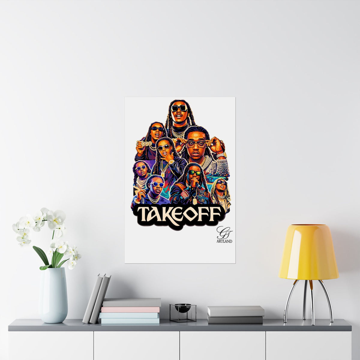 Hip hop Mogul takeoff urban art illustrated Poster | Matte Vertical Posters by GT Artland