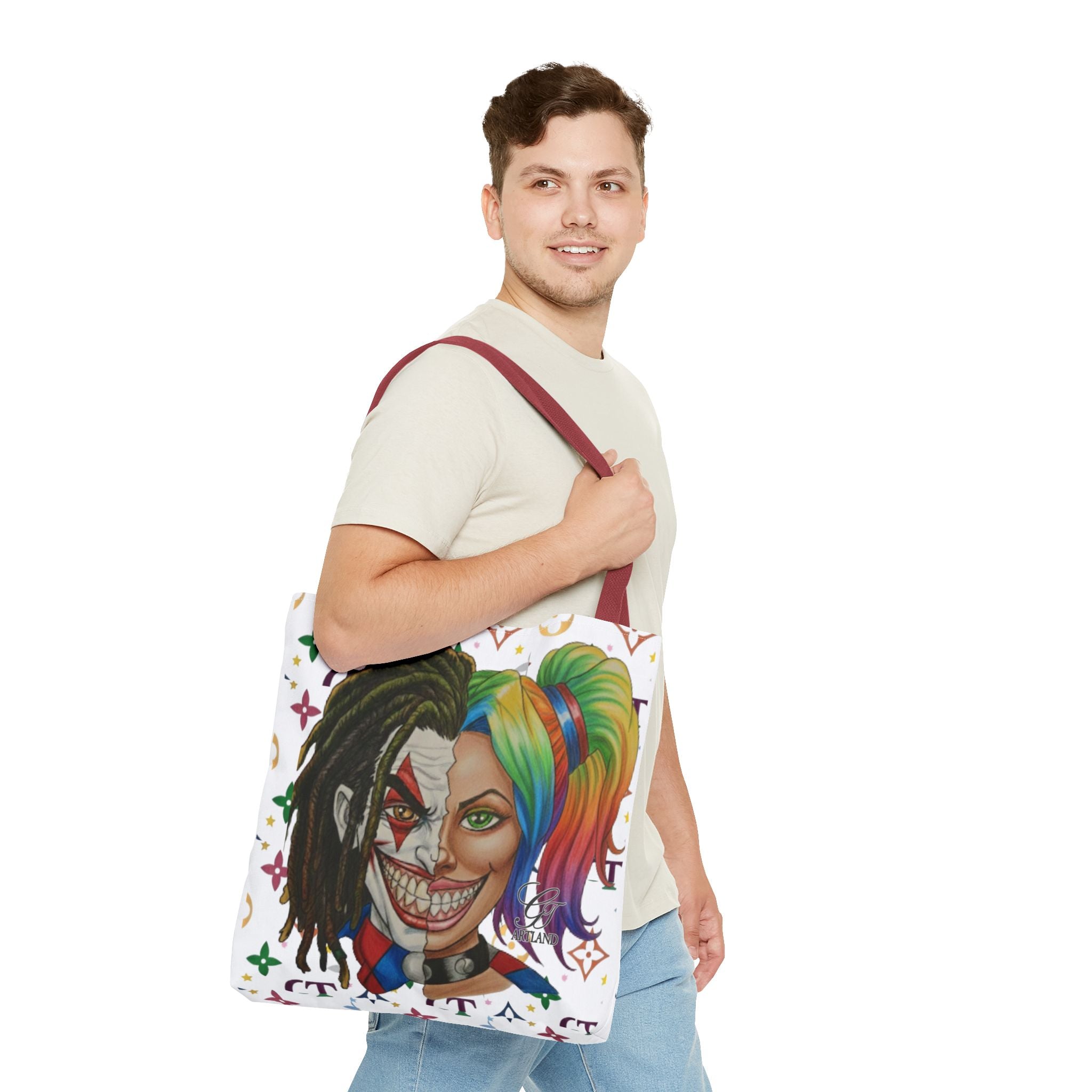 Two Faced Clown Couple Face Tote Bag – Urban Duo Swag by GT Artland