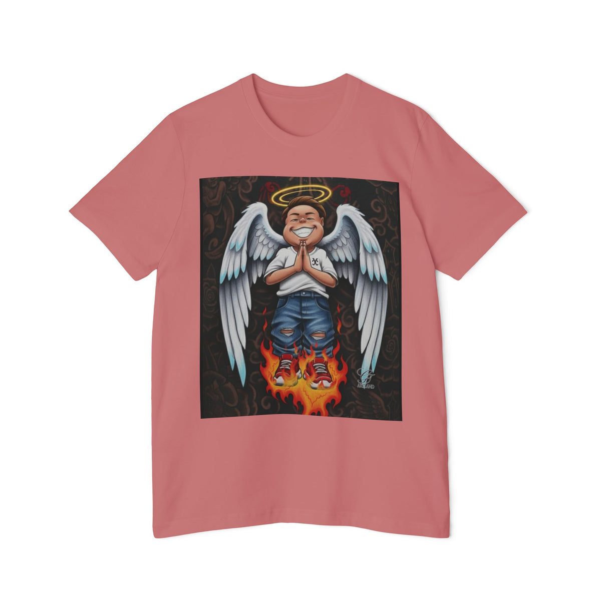 Angel Boy Praying USA-Made Unisex Short-Sleeve Jersey T-Shirt