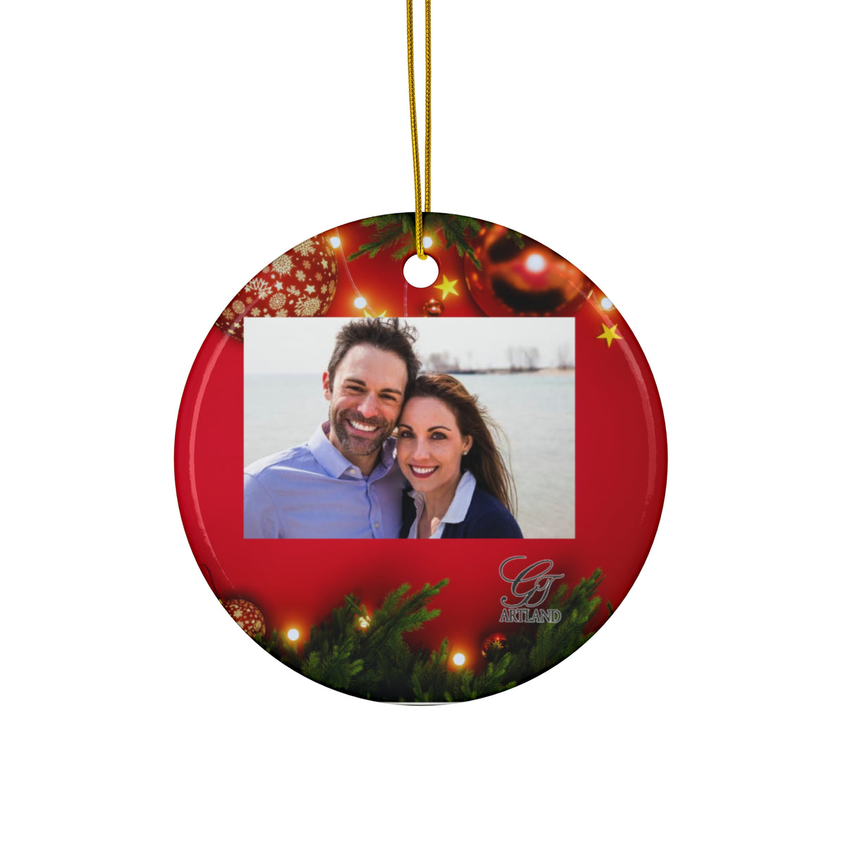 Personalized Christmas Ceramic Ornament by GT Artland
