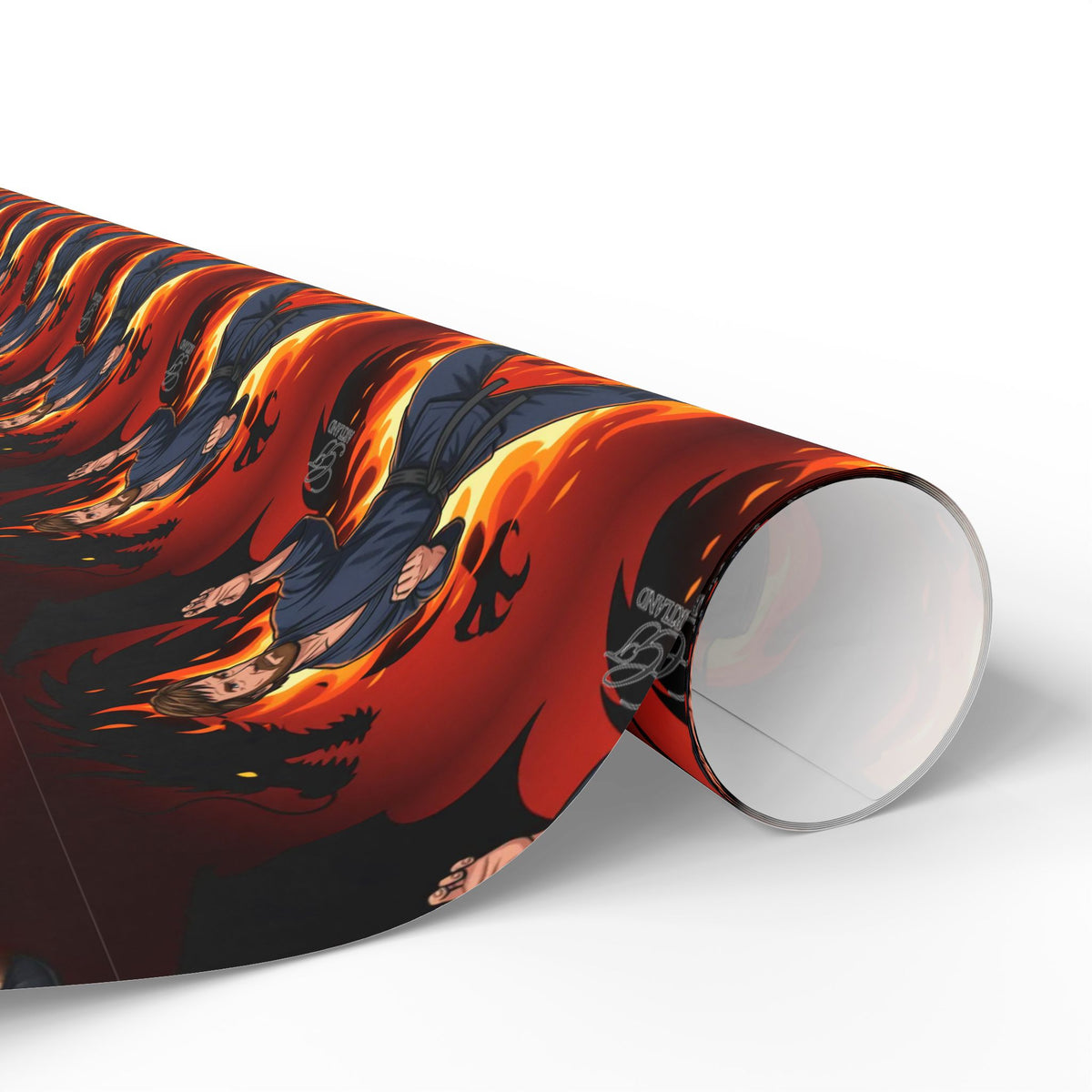 Flaming Chuck Norris Wrapping Papers | Karate Gift Wrap by GT Artland