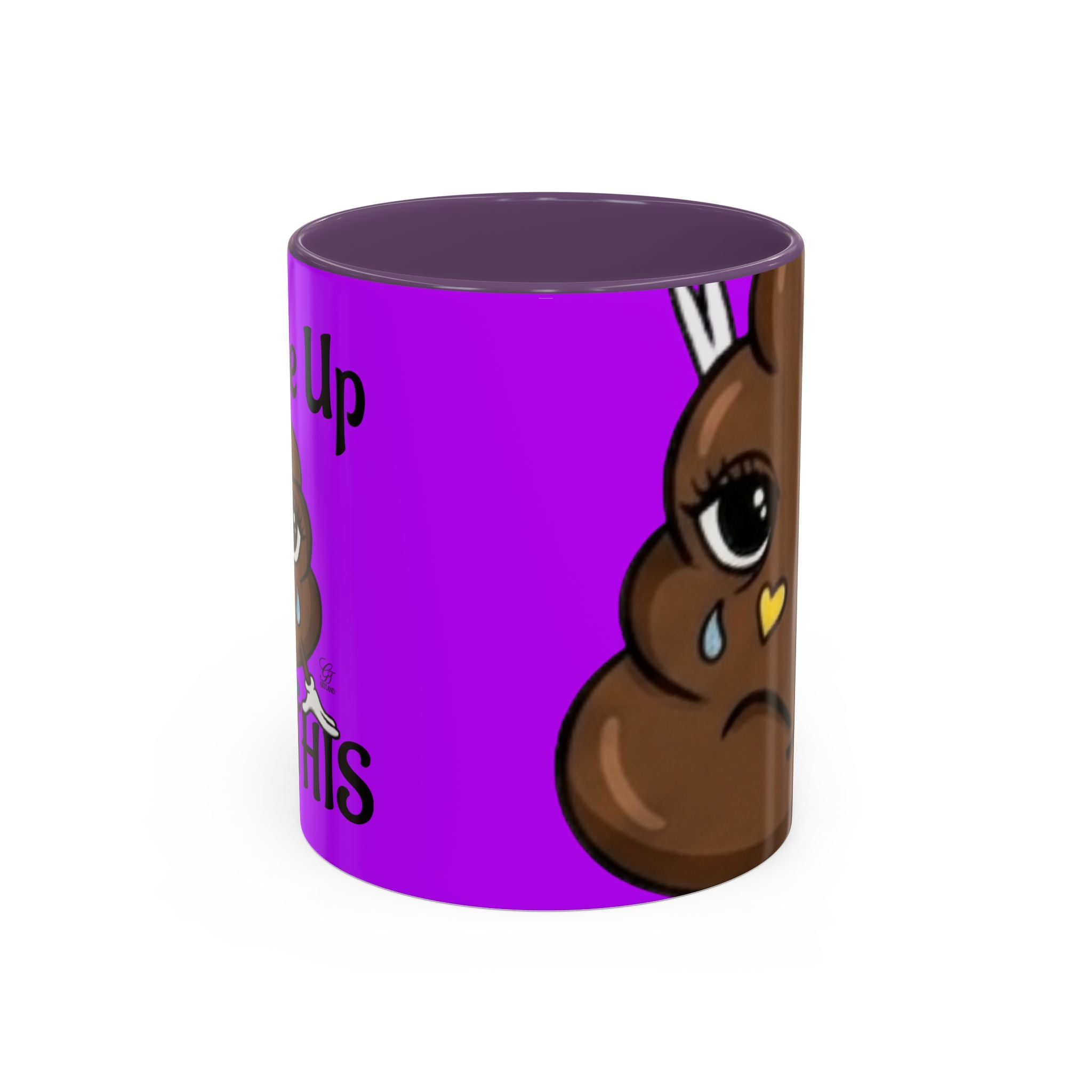 Sad Poop Emoji Accent Coffee Mug (11/15oz) — Funny Cute Kawaii Tearful Poop Design by GT Artland