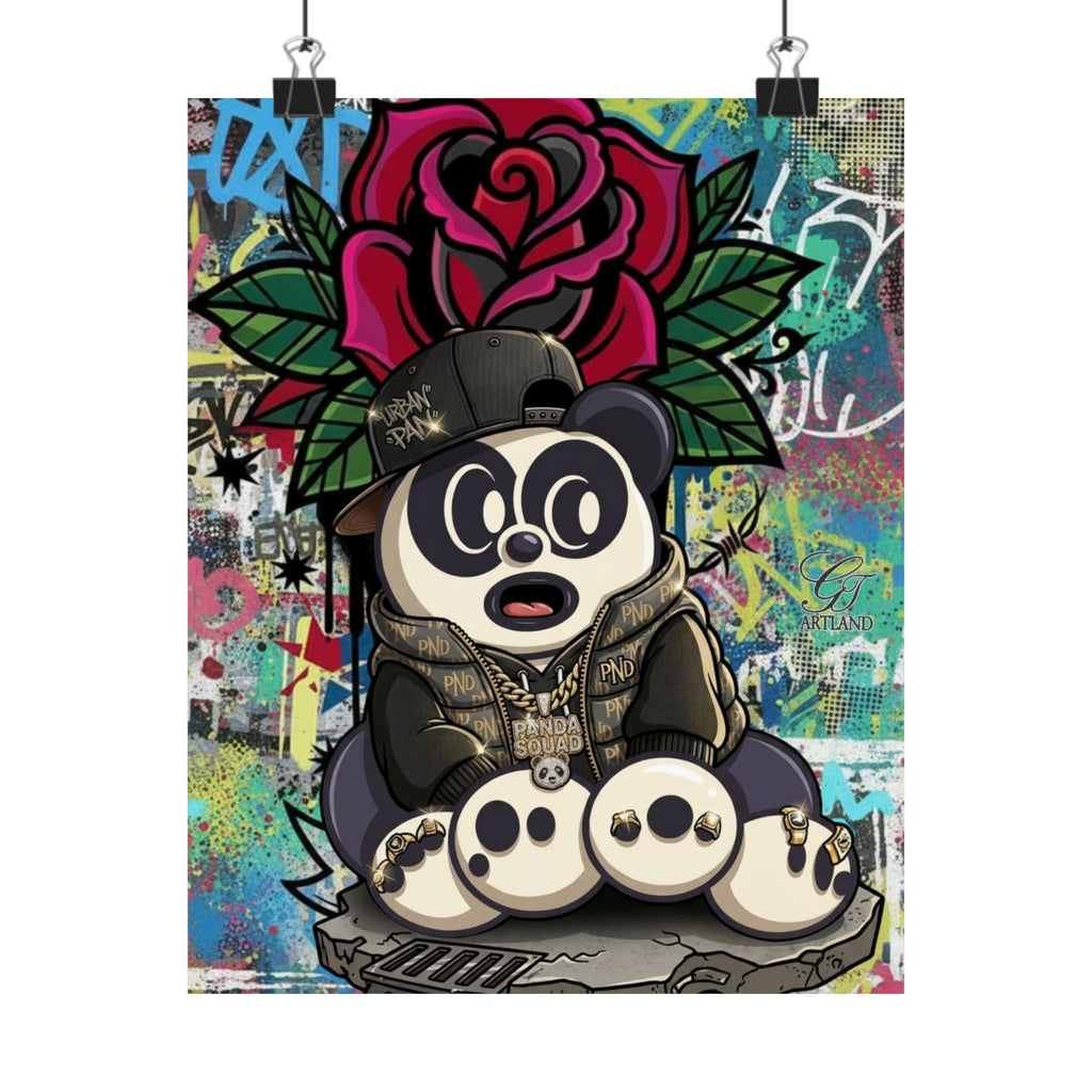 Graffiti Panda with Rose Poster | Matte Vertical Poster