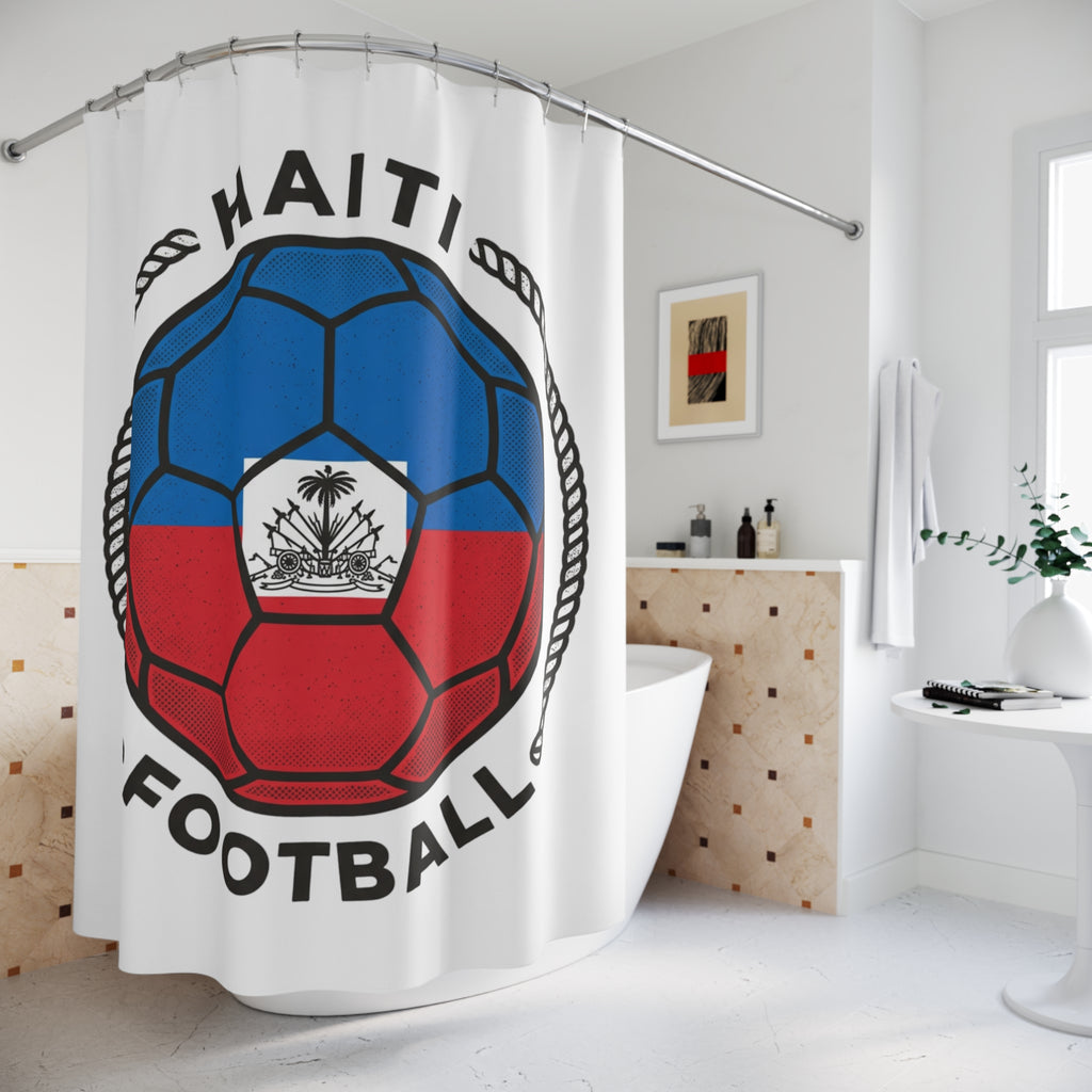 Copy of Copy of Copy of Haiti Football Soccer Ball Shower Curtain | Haitian Flag Emblem