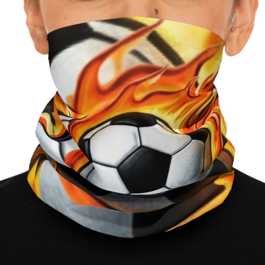 Flaming Soccer Ball Neck Gaiter | Football Fire Scarf Mask by GT Artland