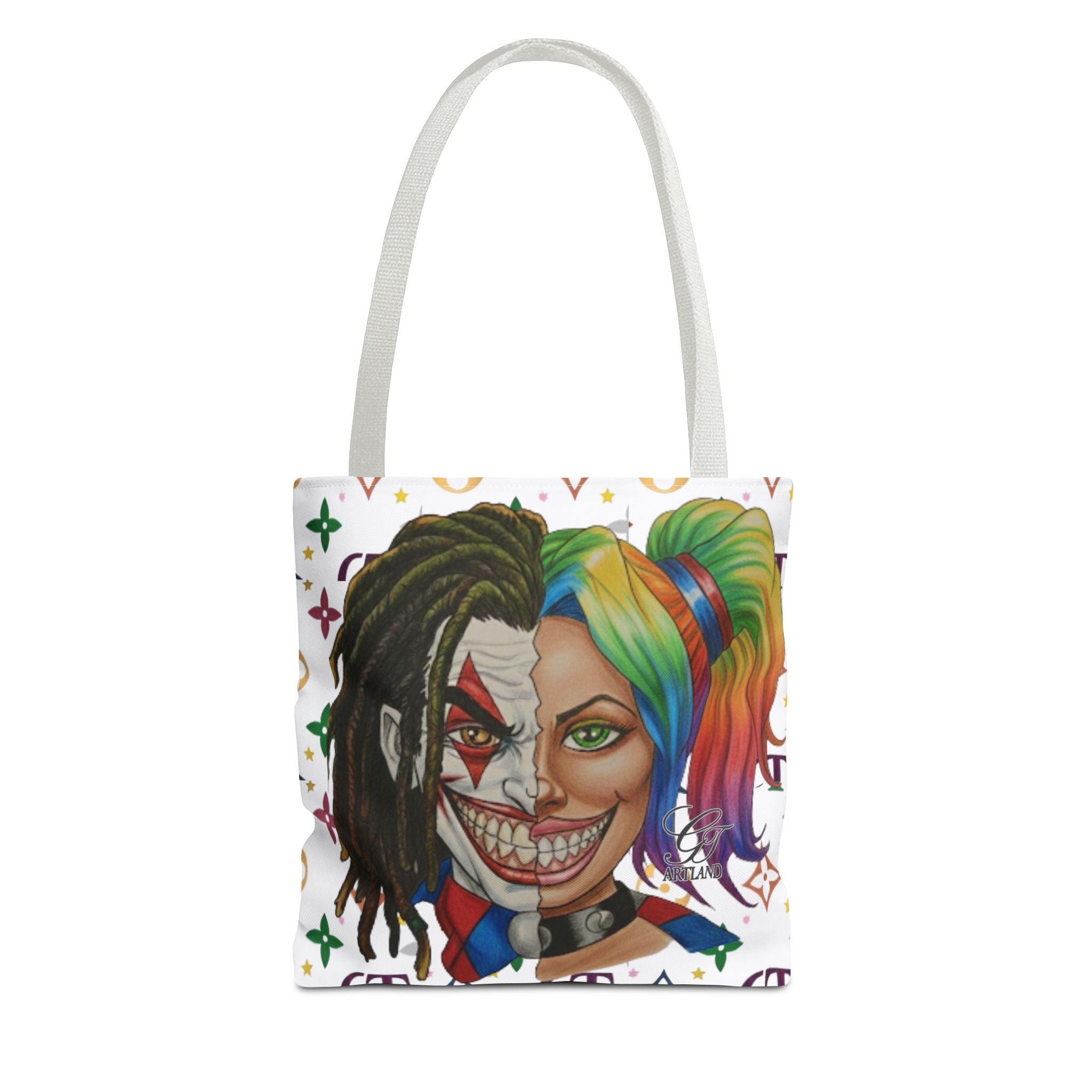 Two Faced Clown Couple Face Tote Bag – Urban Duo Swag by GT Artland