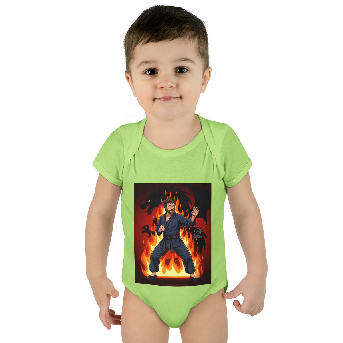 Flame Ninja Infant Bodysuit | Dragon Fire Martial Arts Baby Onesie