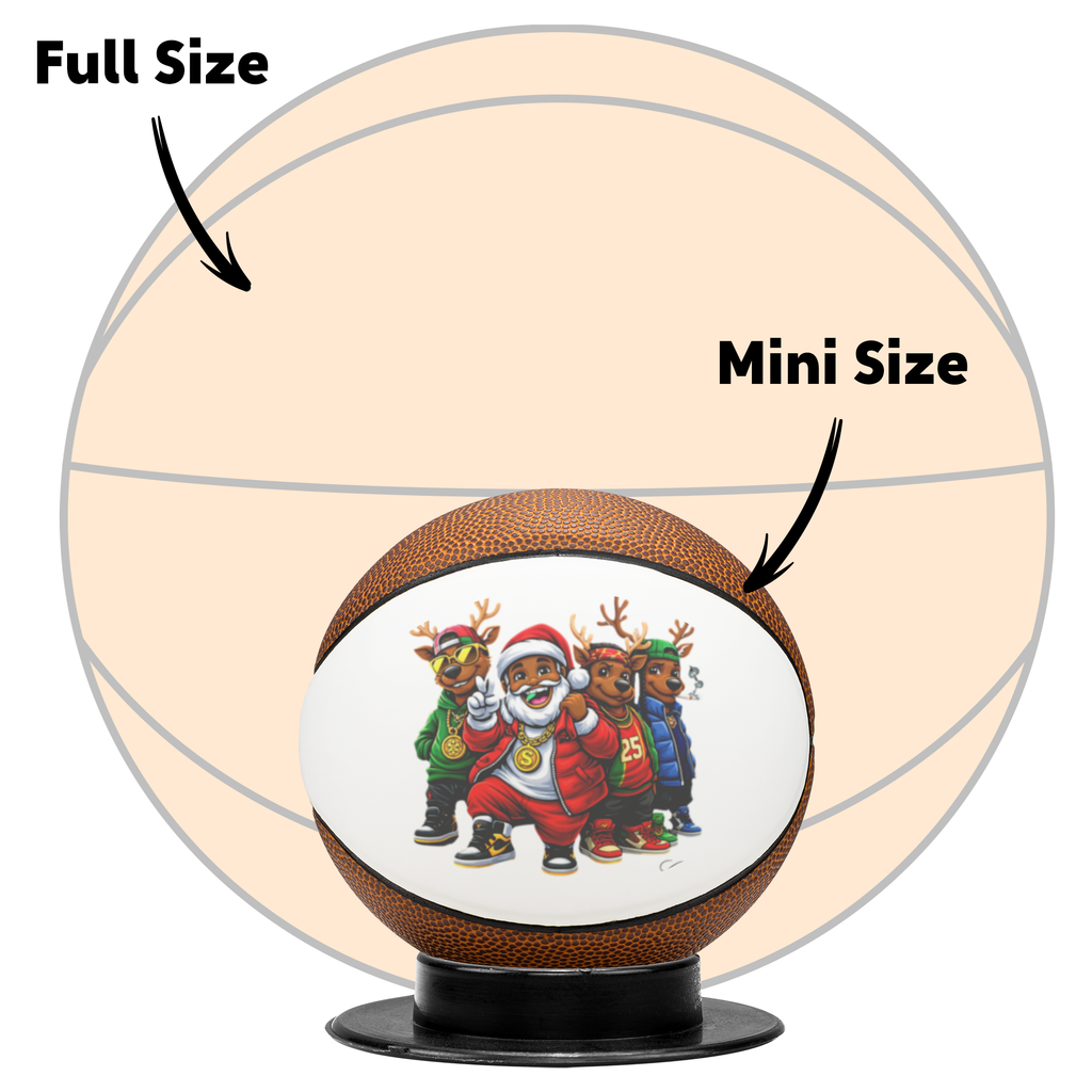Ebony Xmas Santa and his Reindeer Crew Hip Hop High Fashion Styled Basketball: Mini One Panel