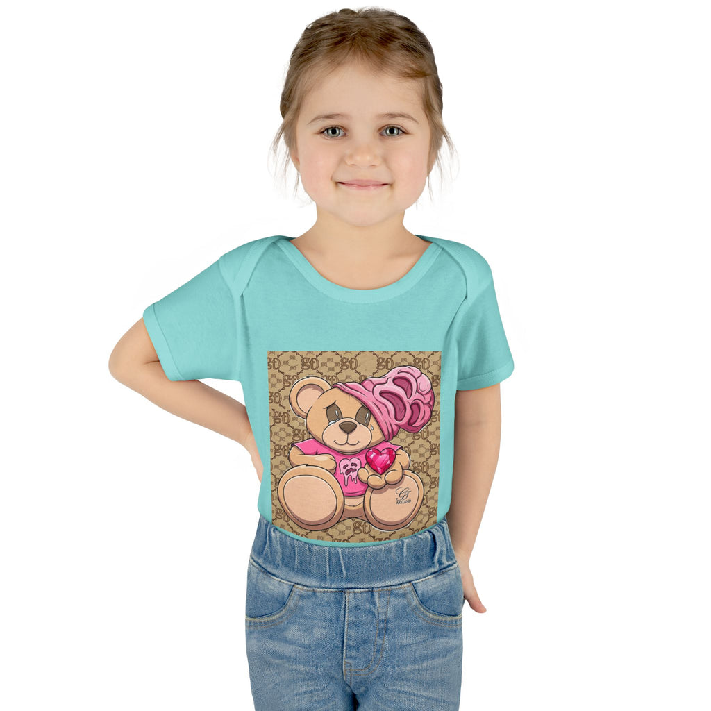 Pink Heart Teddy Bear Infant Bodysuit by GT Artland
