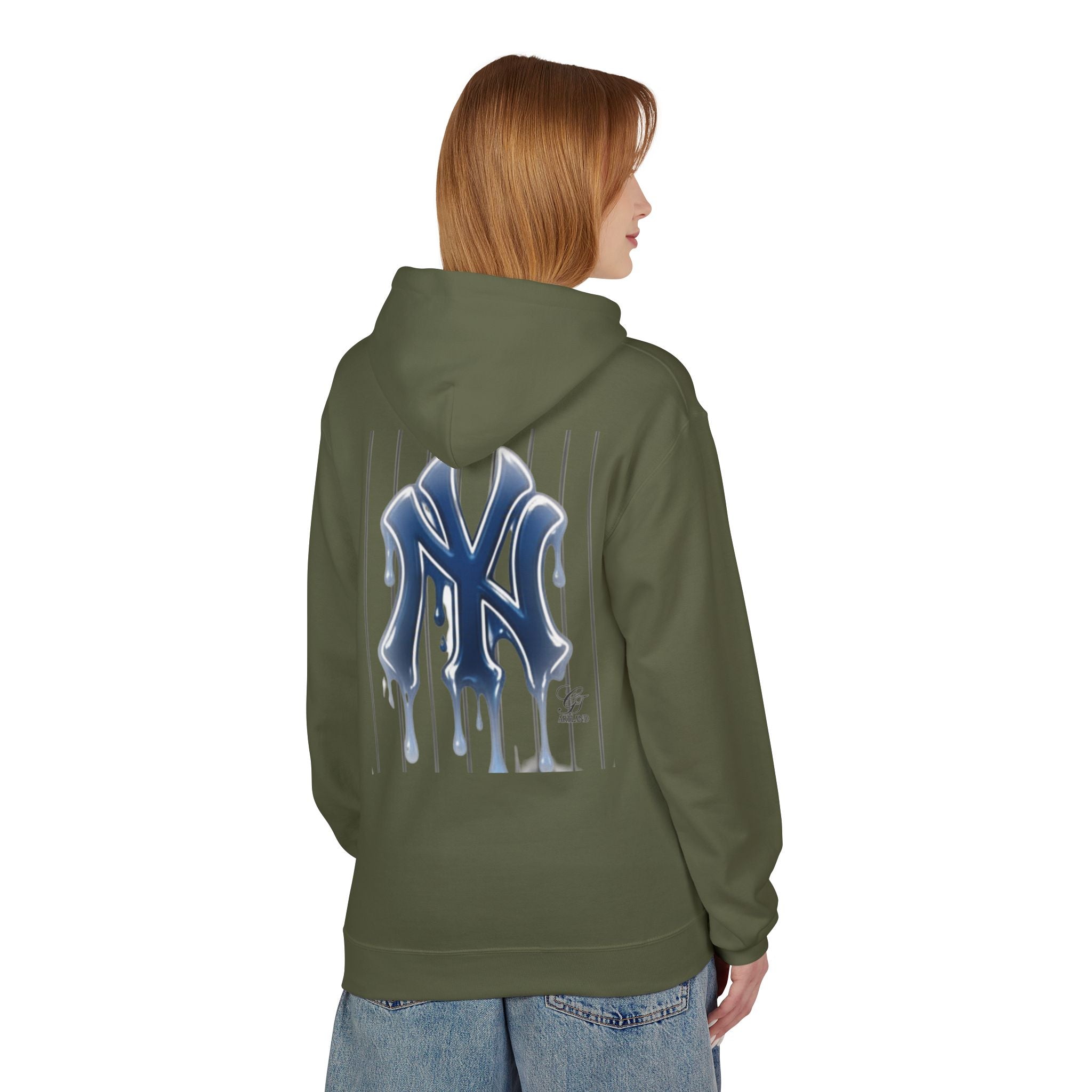 Dripping NY Fan Gear Logo Hoodie | Baseball Pinstripe Streetwear by GT Artland