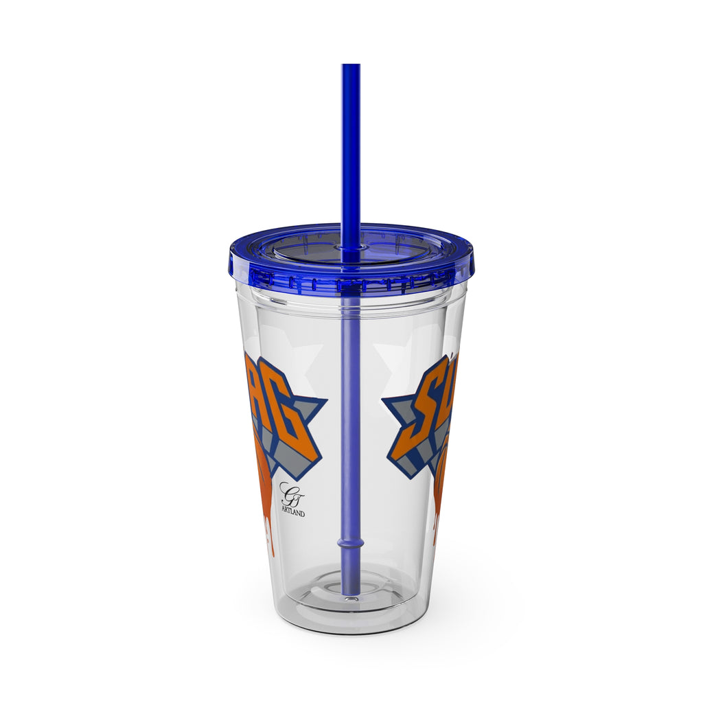 Dripping Basketball SWAG Tumbler | 16oz Clear Cup with Straw by GT Artland