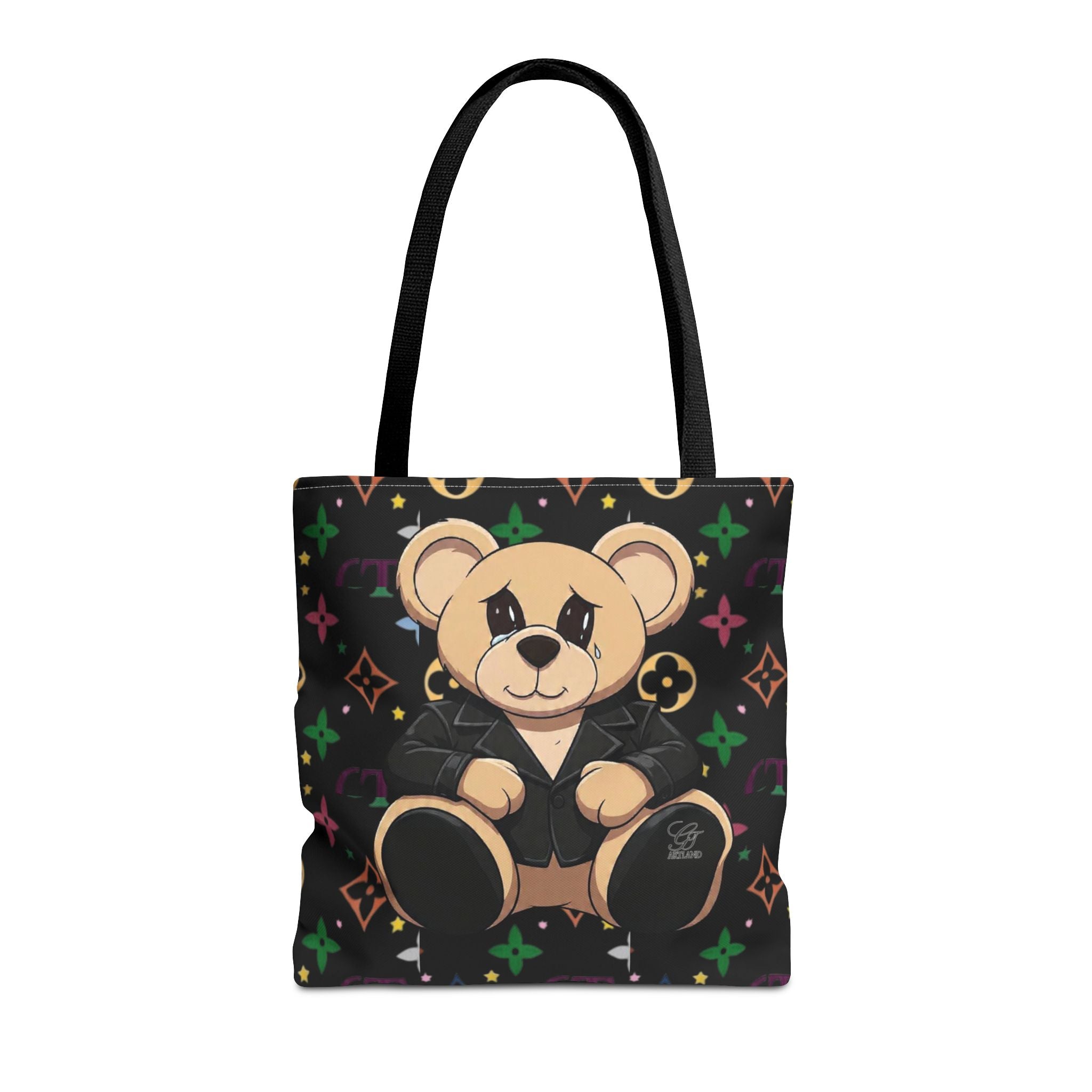 Elite Black Urban Designer Teddy Bear Monogram Tote Bag by GT Artland