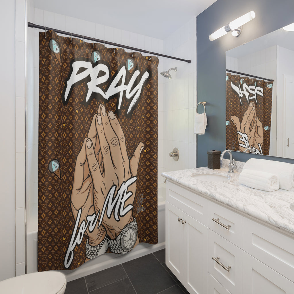 Copy of Pray for Me Shower Curtain | Praying Hands Religious Bathroom Decor by GT Artland
