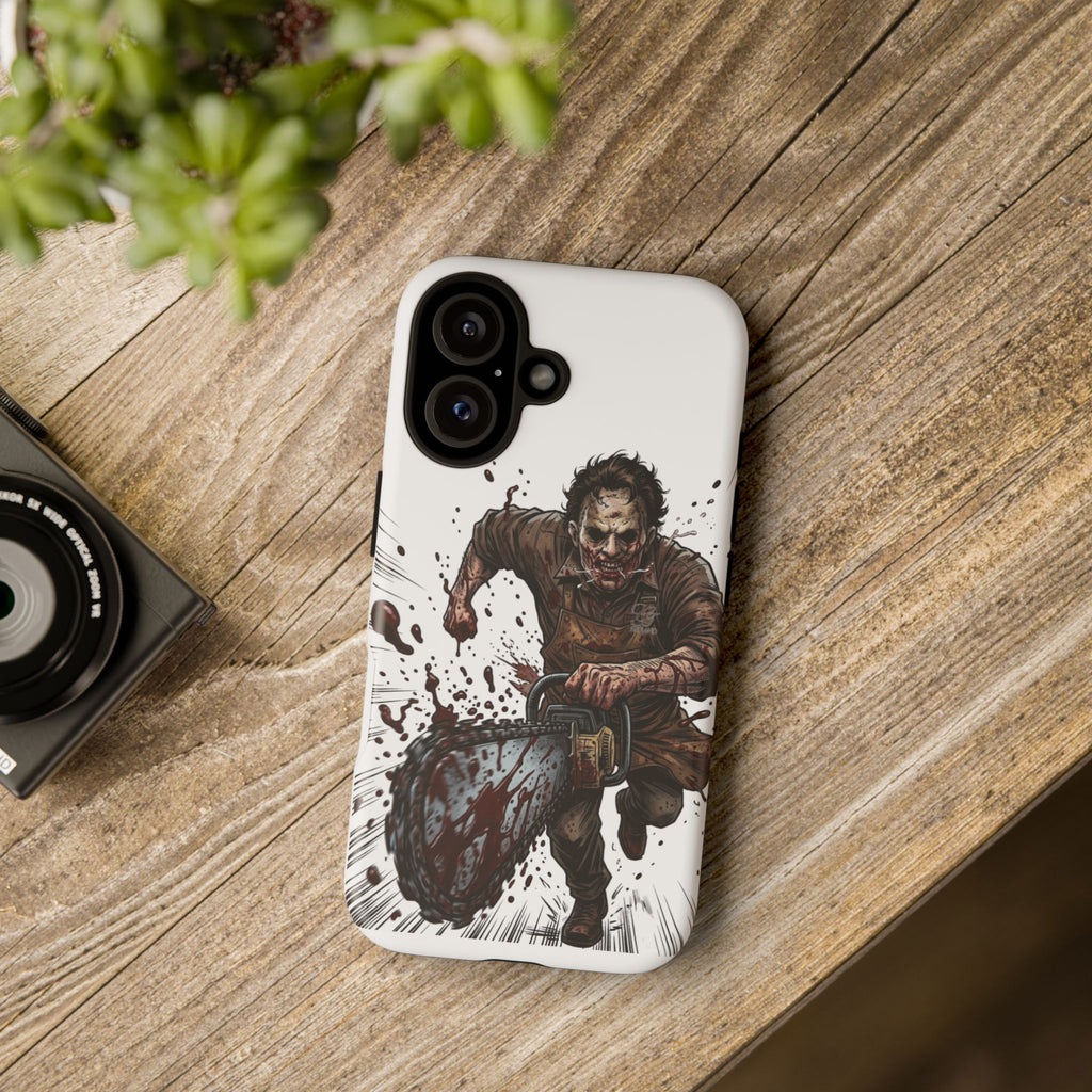 Chainsaw Killer Horror Illustration phone case | iPhone Samsung protective case by GT Artland