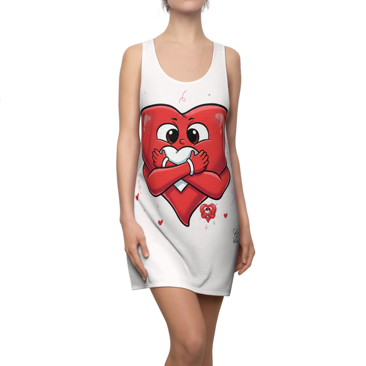 Heart Hug Women Racerback Dress | Cute Valentine Heart Design