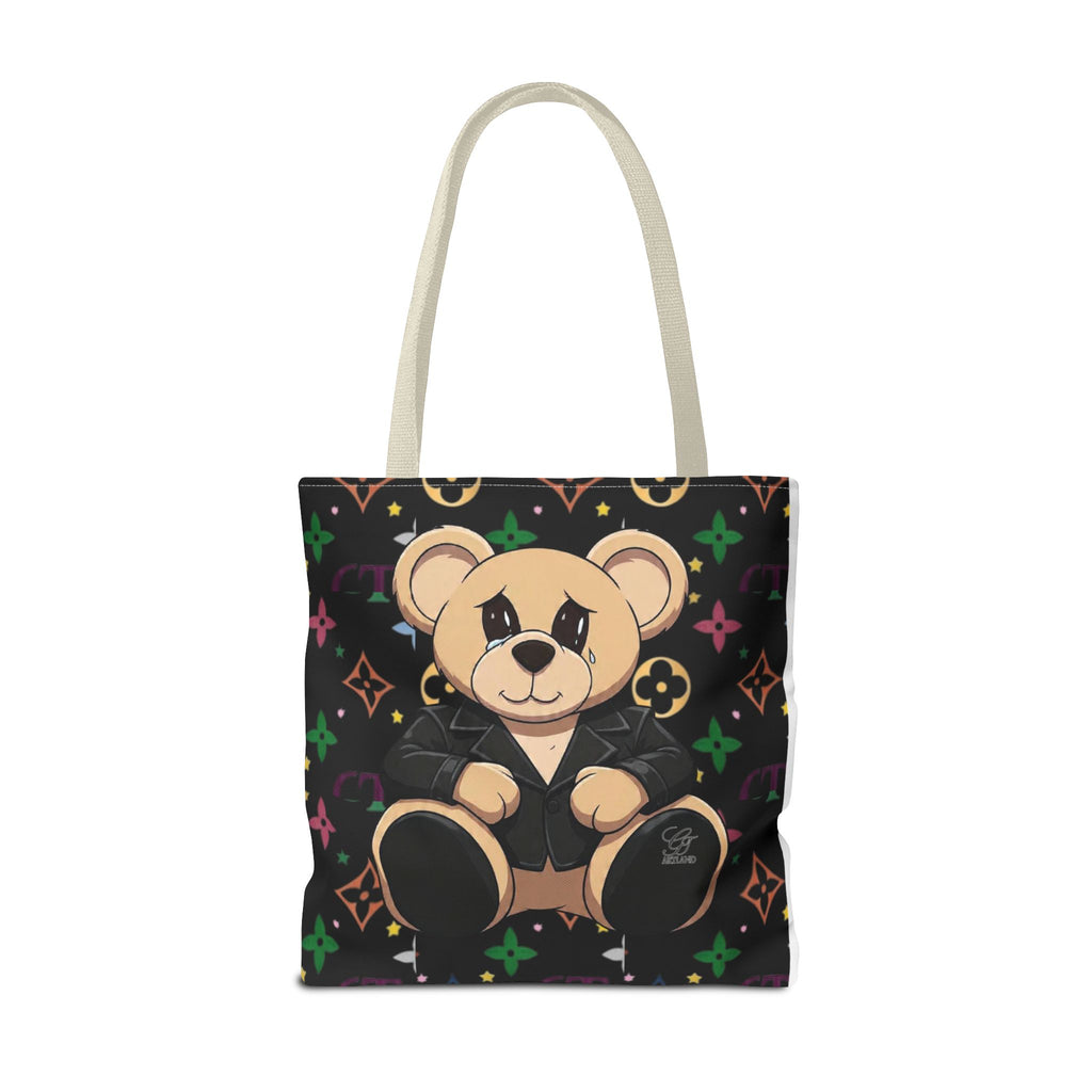 Elite Black Urban Designer Teddy Bear Monogram Tote Bag by GT Artland