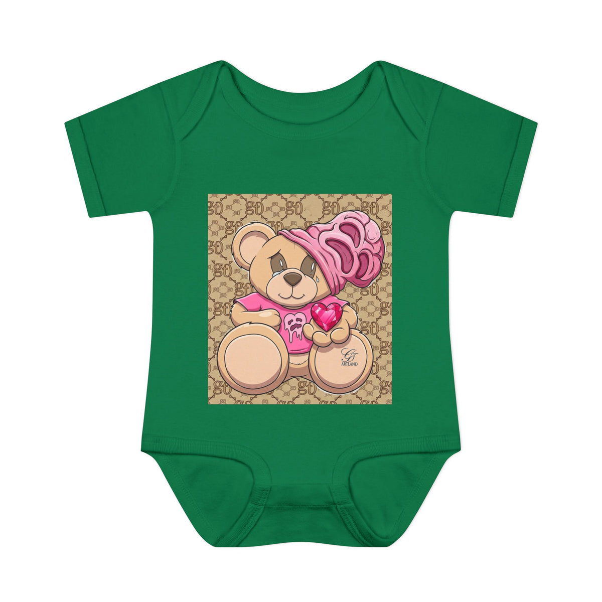 Pink Heart Teddy Bear Infant Bodysuit by GT Artland