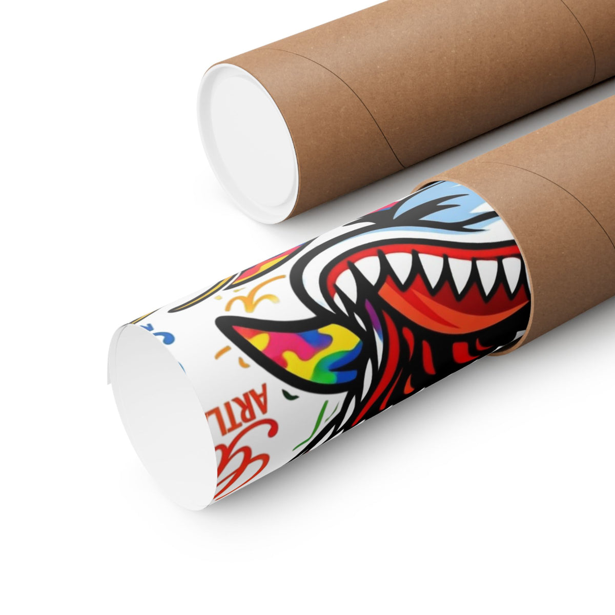 Colorful Rainbow Killa Shark Matte Poster – Bold Ocean Wall Art by GT Artland