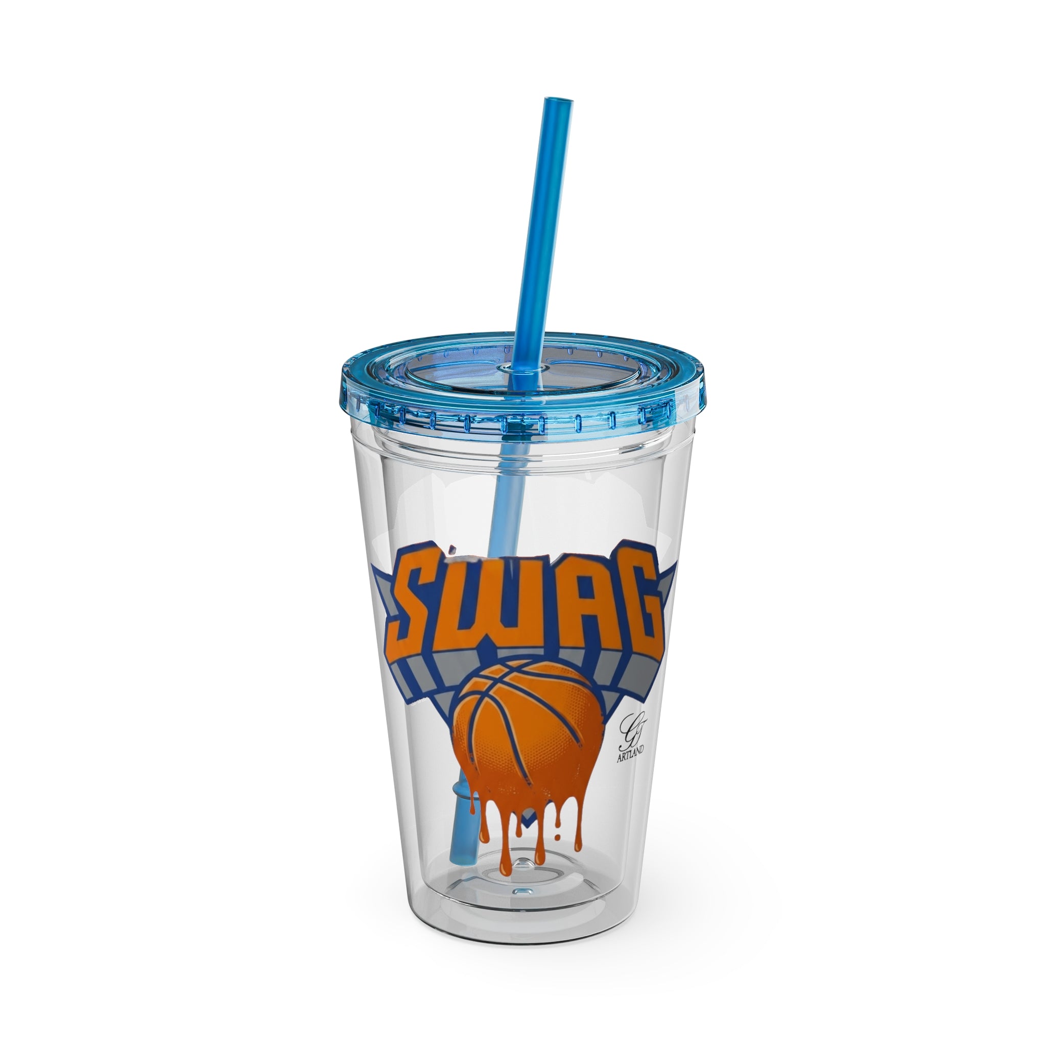 Dripping Basketball SWAG Tumbler | 16oz Clear Cup with Straw by GT Artland