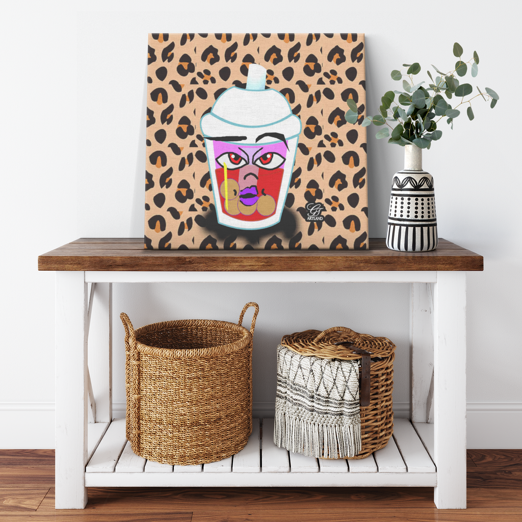 Bubble Tea Gt #10 Square Canvas Wrap by GT Artland (40 x 40 includes NFT Crypto Asset from Collection)